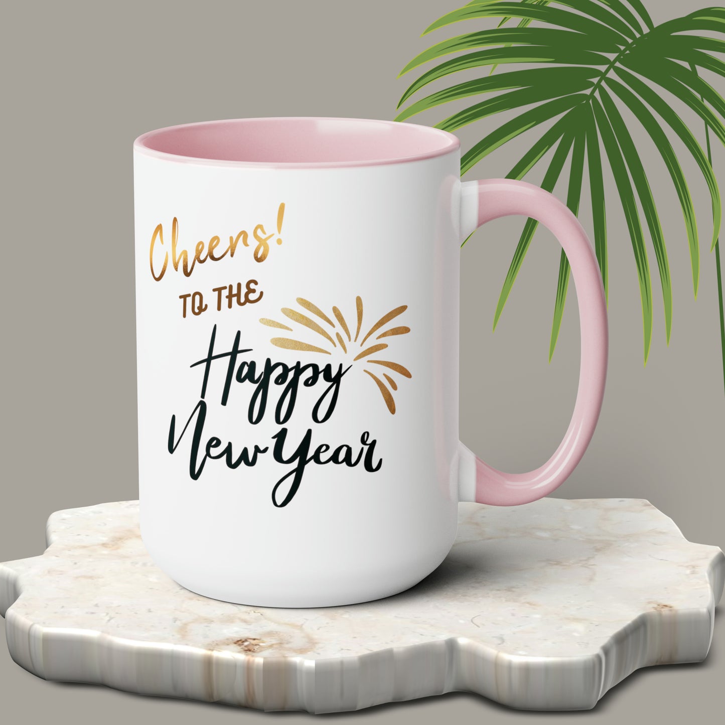 Happy New Year Two-Tone Coffee Mugs, 15oz