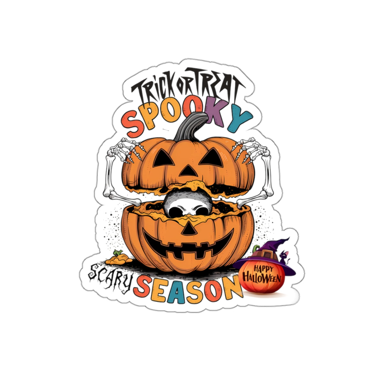 Spooky Scary Season Halloween Kiss-Cut Stickers, Cute Ghost Halloween Kiss-Cut Stickers, Happy Halloween Kiss-Cut Stickers, Spooky Season Kiss-Cut Stickers, Trick Or Treat Halloween Kiss-Cut Stickers.