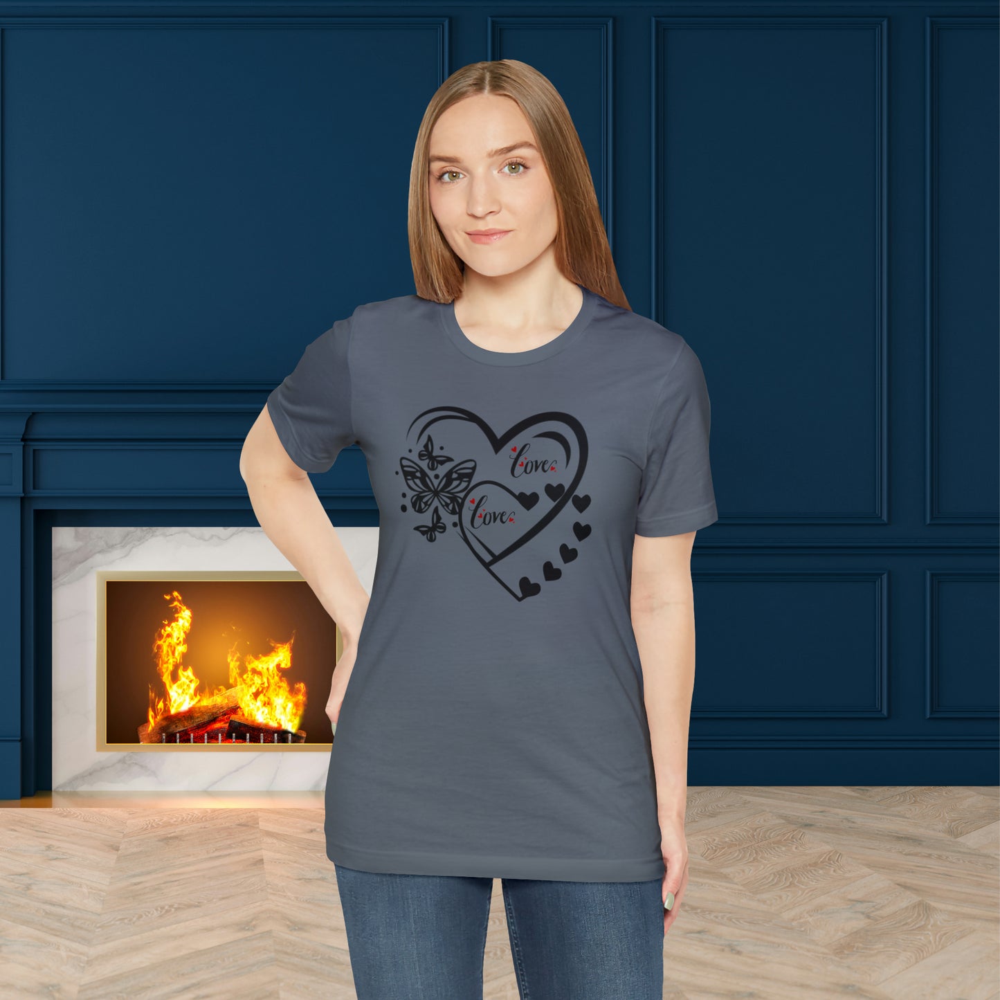 Happy valentines day butterfly heart shape Unisex Jersey Short Sleeve Tee