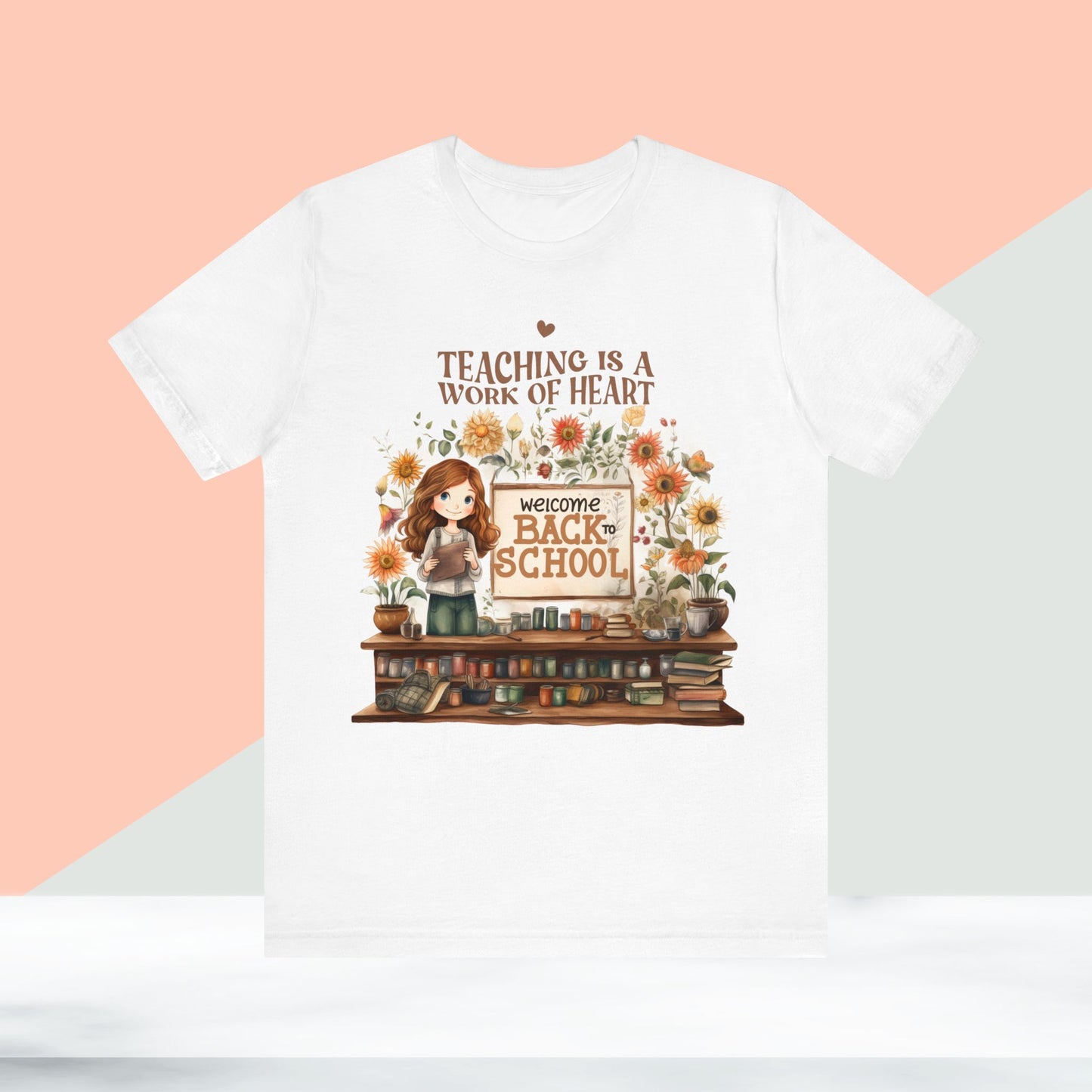 Teaching Is A Work Of Heart T-shirt, Hello Teacher T-Shirt, Back To School T-Shirt, Teach Love Inspire Teacher Shirt, Teacher Back To school unisex jersey short sleeve.First Day Vibes T-Shirt.