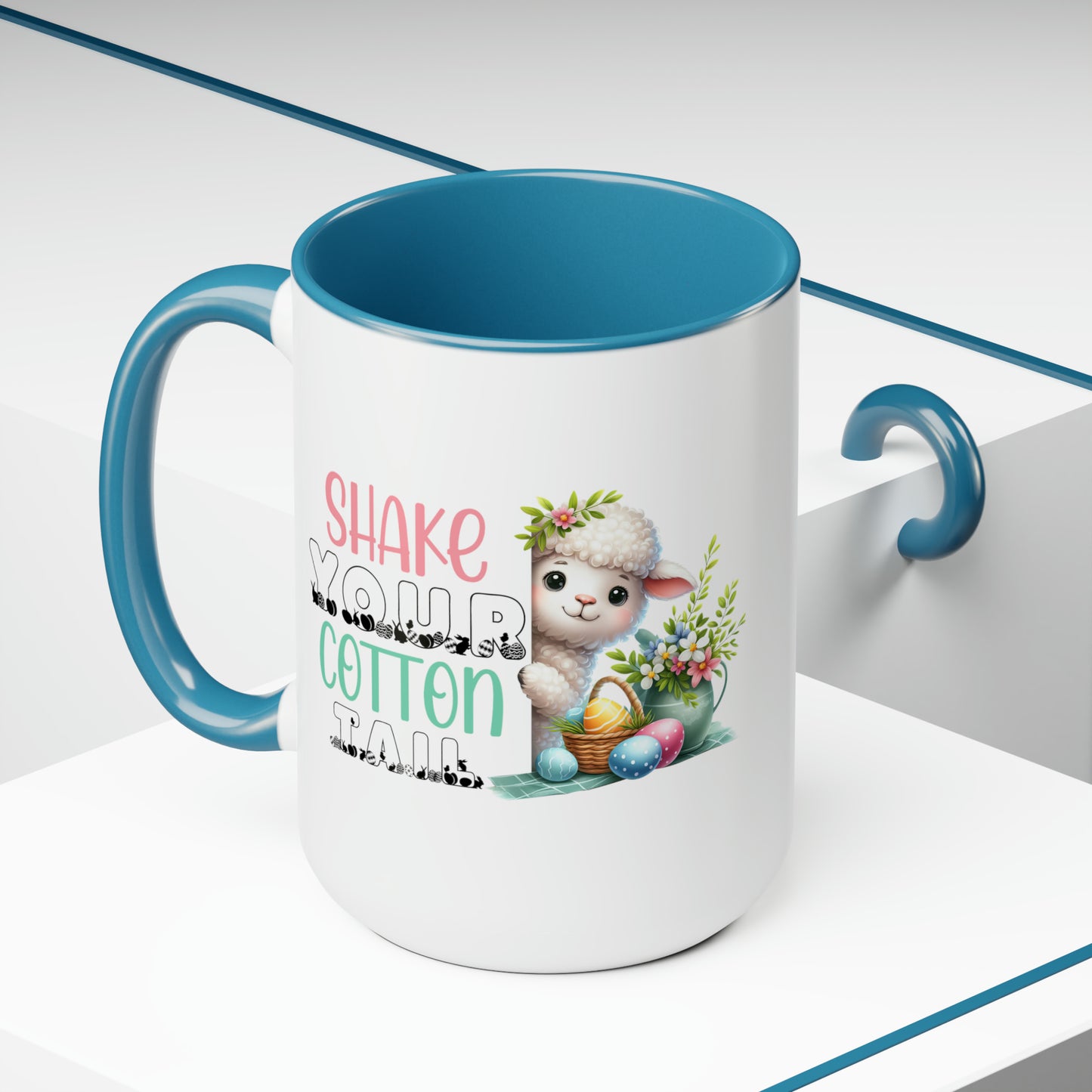 Shake Your Cotton Tail Two-Tone Coffee Mugs, 15oz