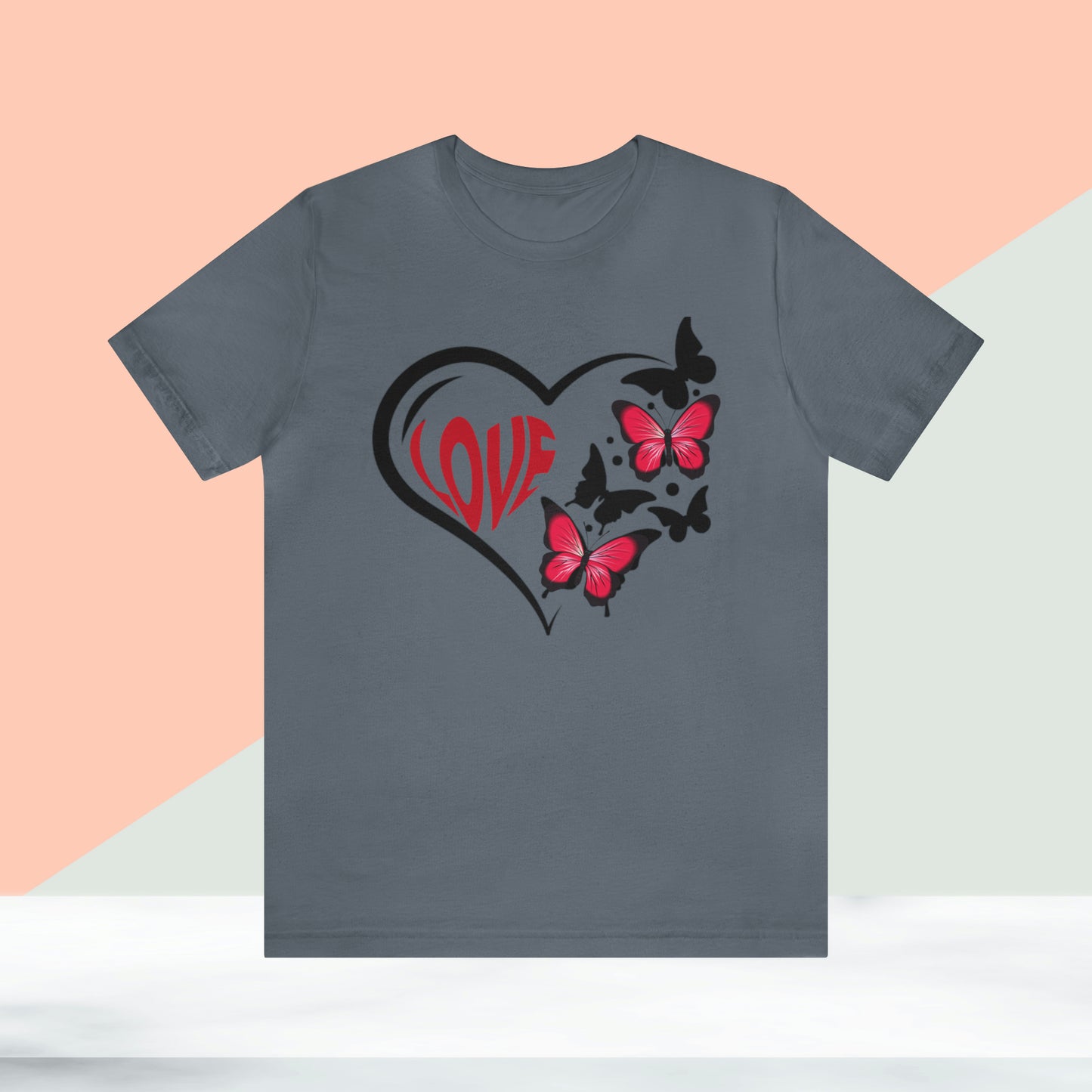 Happy valentines day butterfly heart shape Unisex Jersey Short Sleeve Tee