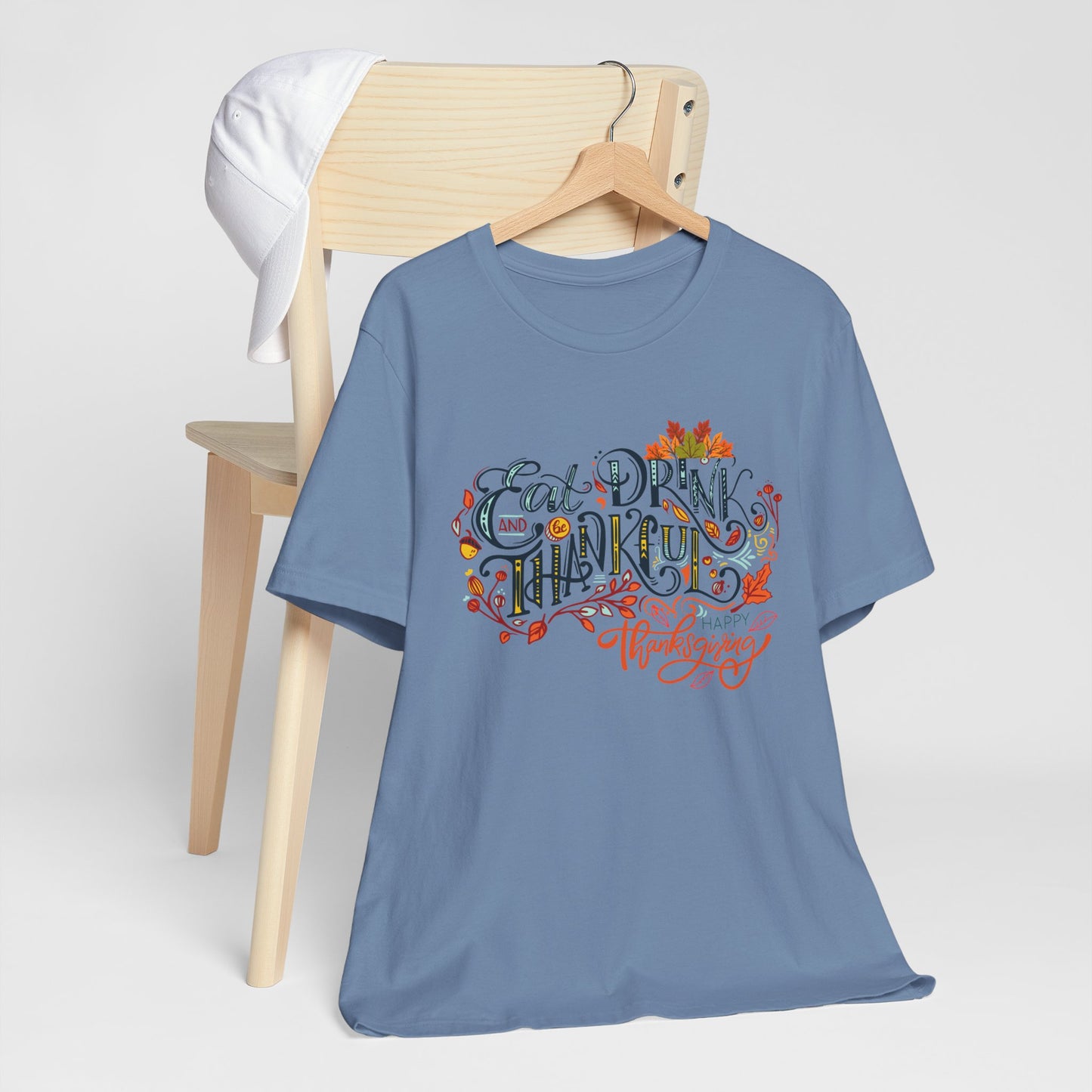 Eat Drink & Thankful T-shirt, Happy Thanksgiving T-shirt, Happy thanksgiving 2024 T-shirt, Thanksgiving Gift,Turkey Shirt, Family Thanksgiving, Holiday Outfit.