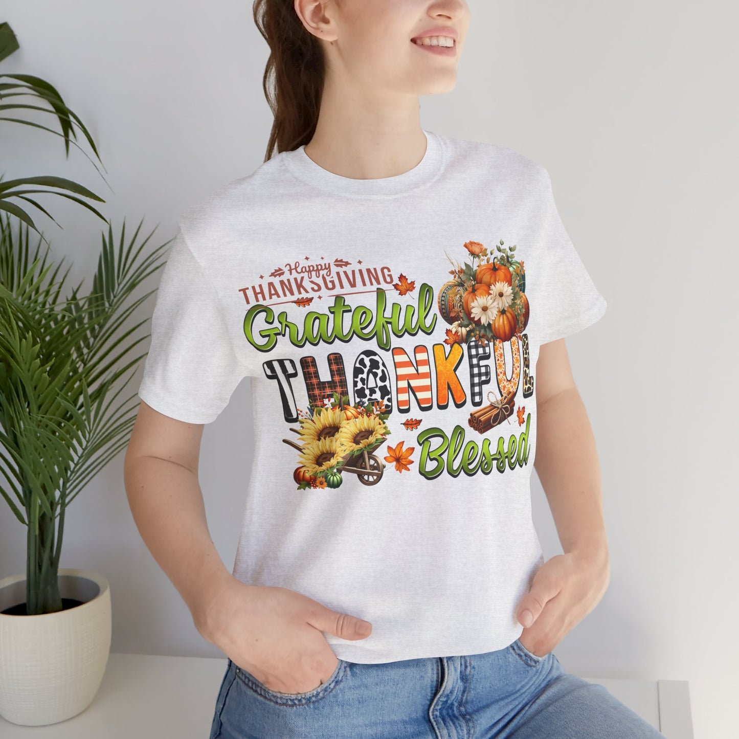 Grateful Thankful Blessed T-shirt, Happy Thanksgiving T-shirt, Happy thanksgiving 2024 T-shirt, Thanksgiving Gift,Turkey Shirt, Family Thanksgiving, Holiday Outfit.