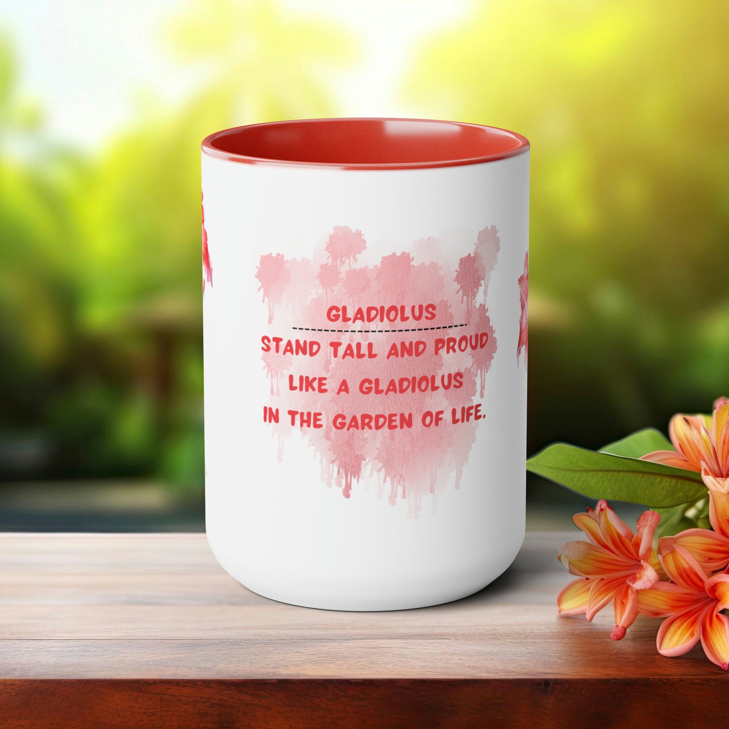 August Birth Month Flower Two-Tone Coffee Mugs, 15oz, Birthday Gift For Her.