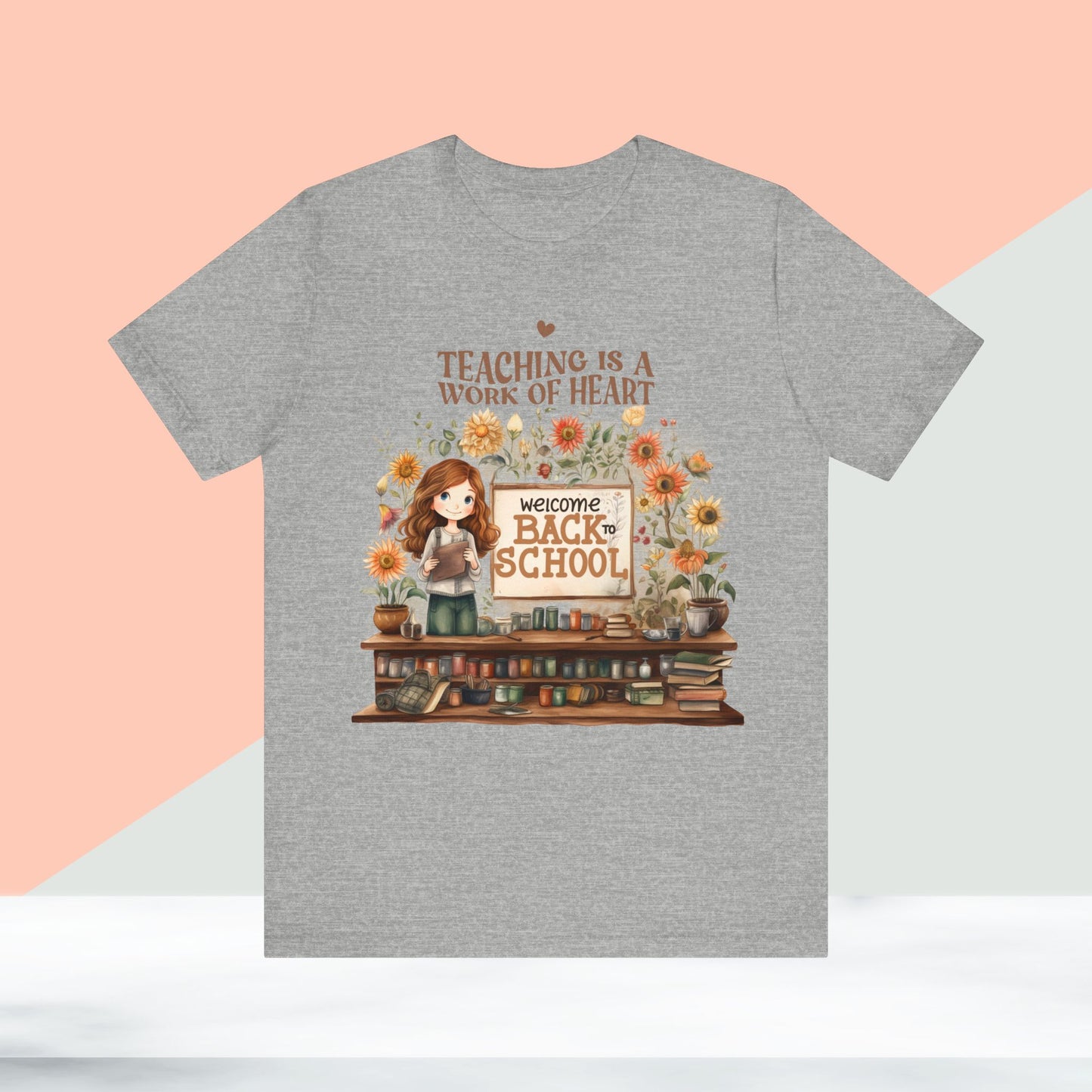 Teaching Is A Work Of Heart T-shirt, Hello Teacher T-Shirt, Back To School T-Shirt, Teach Love Inspire Teacher Shirt, Teacher Back To school unisex jersey short sleeve.First Day Vibes T-Shirt.