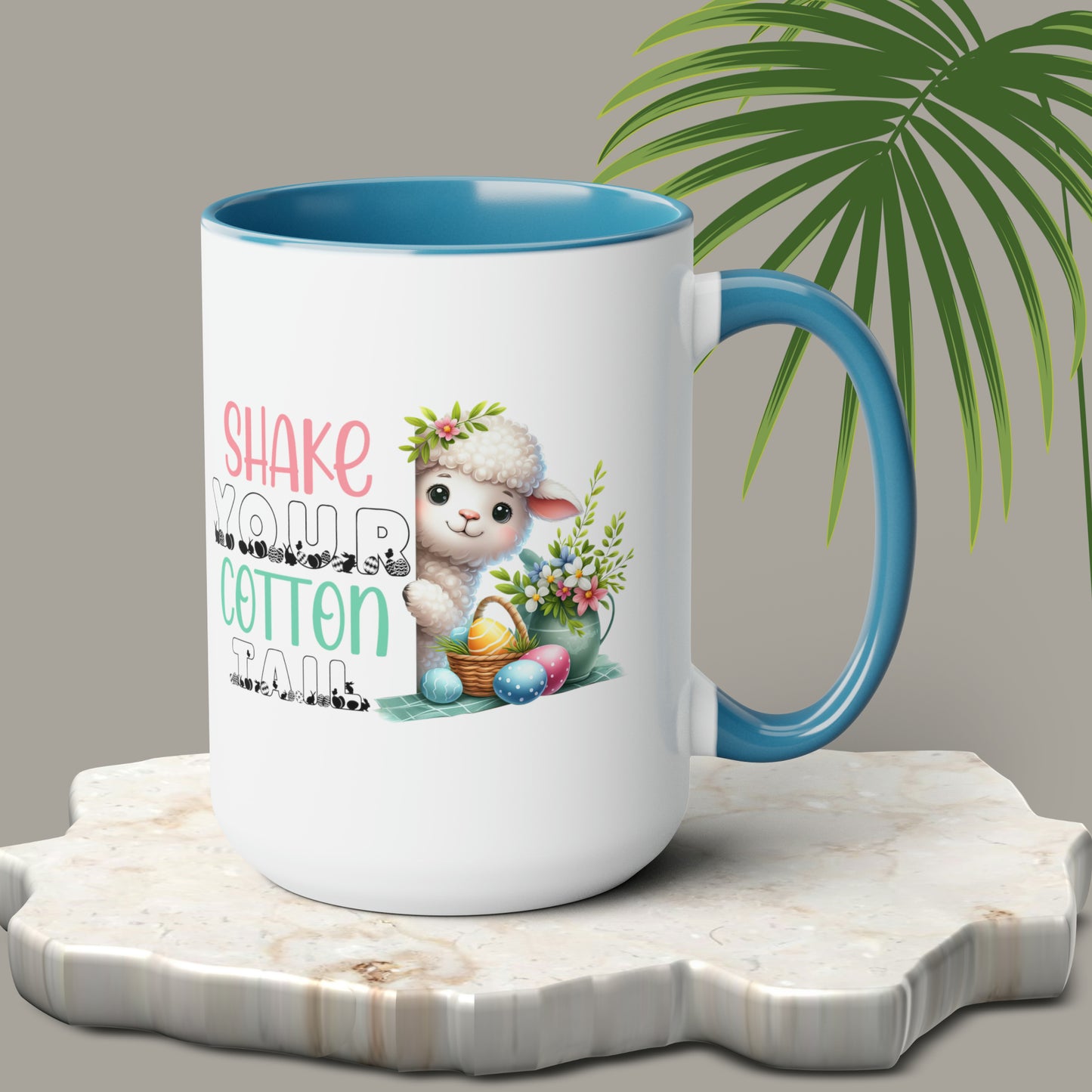 Shake Your Cotton Tail Two-Tone Coffee Mugs, 15oz