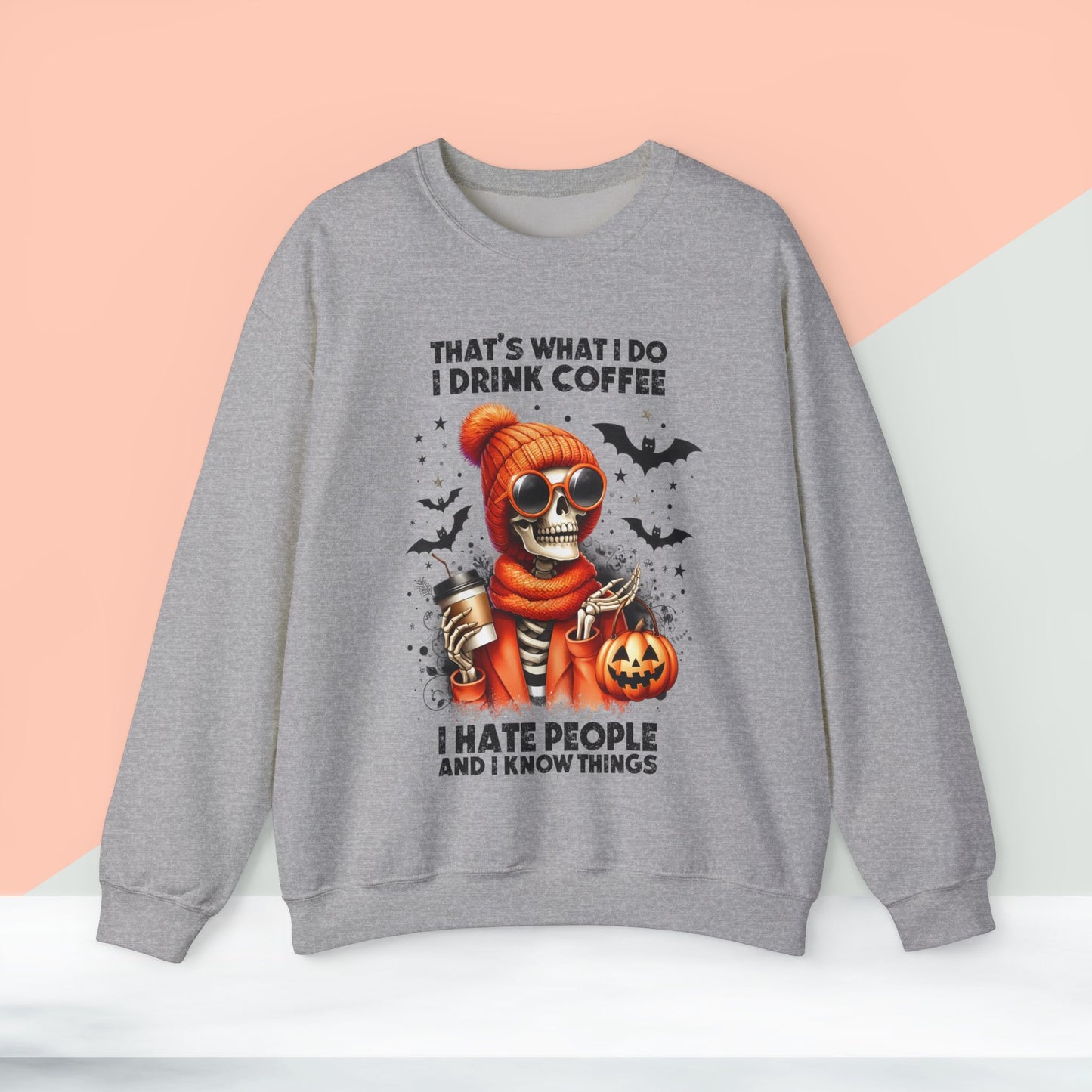 Spooky Halloween Skeleton Sweatshirt, Happy Halloween Sweatshirt - Unisex Heavy Blend Crewneck, Halloween Sweatshirt, Cute Spooky Ghost sweatshirt.