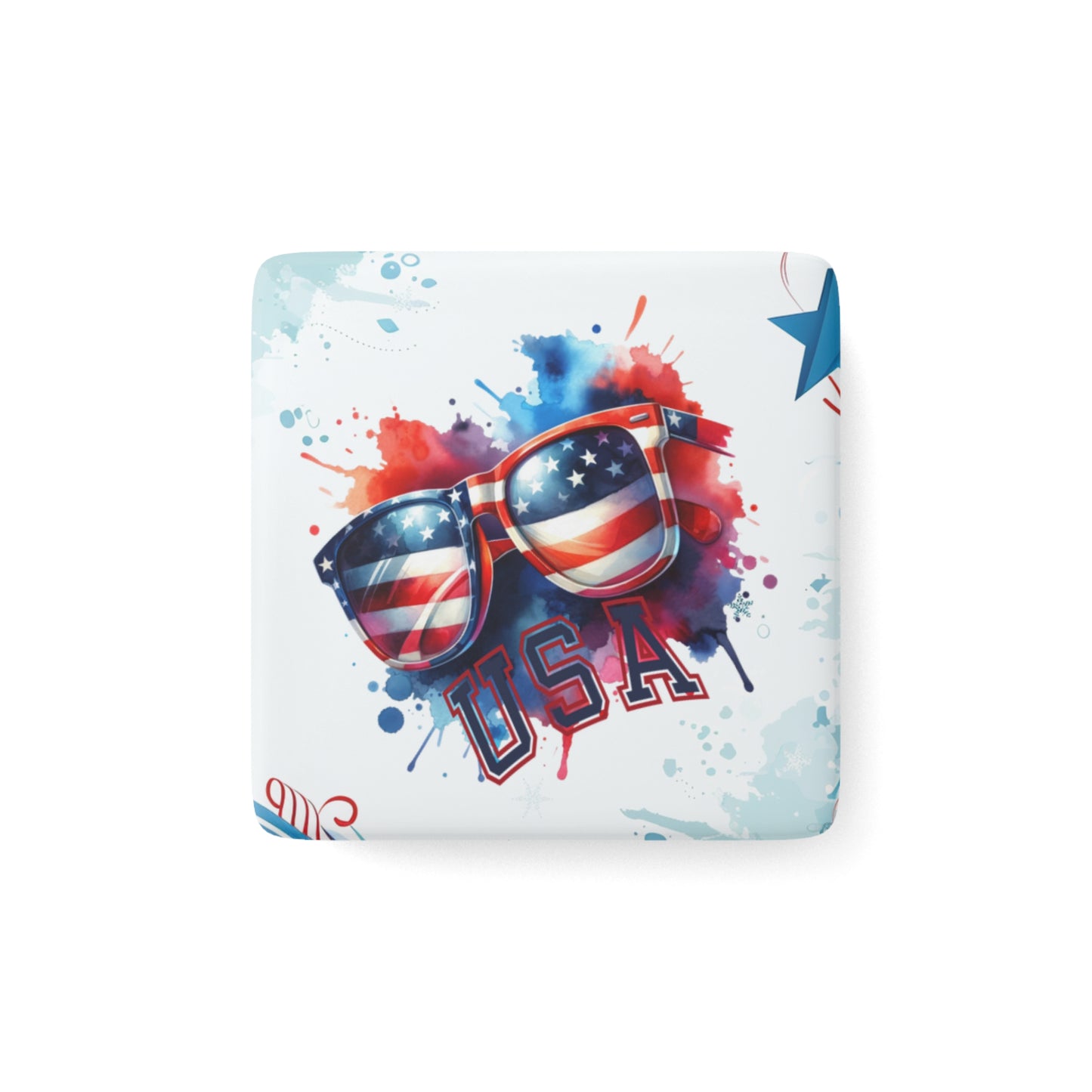 Happy 4th of July Porcelain Magnet, Square, Sunflower Magnet, America, Flag, Peace Love America. Proud To Be An American, Red White Blue Magnet, God Bless America Magnet.