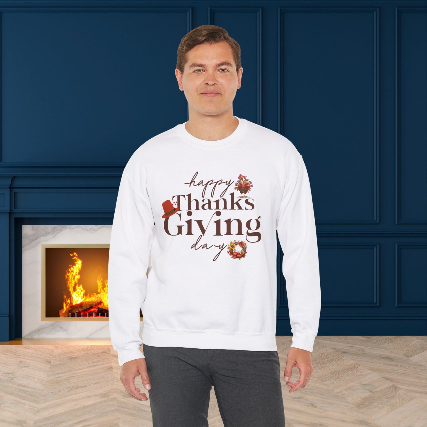 Thanksgiving Sweatshirt, HappyThanksgiving Sweatshirt - Unisex Heavy Blend, Happy Thanksgiving2024 Sweatshirt, Thanksgiving Gift, Festive Sweatshirt.