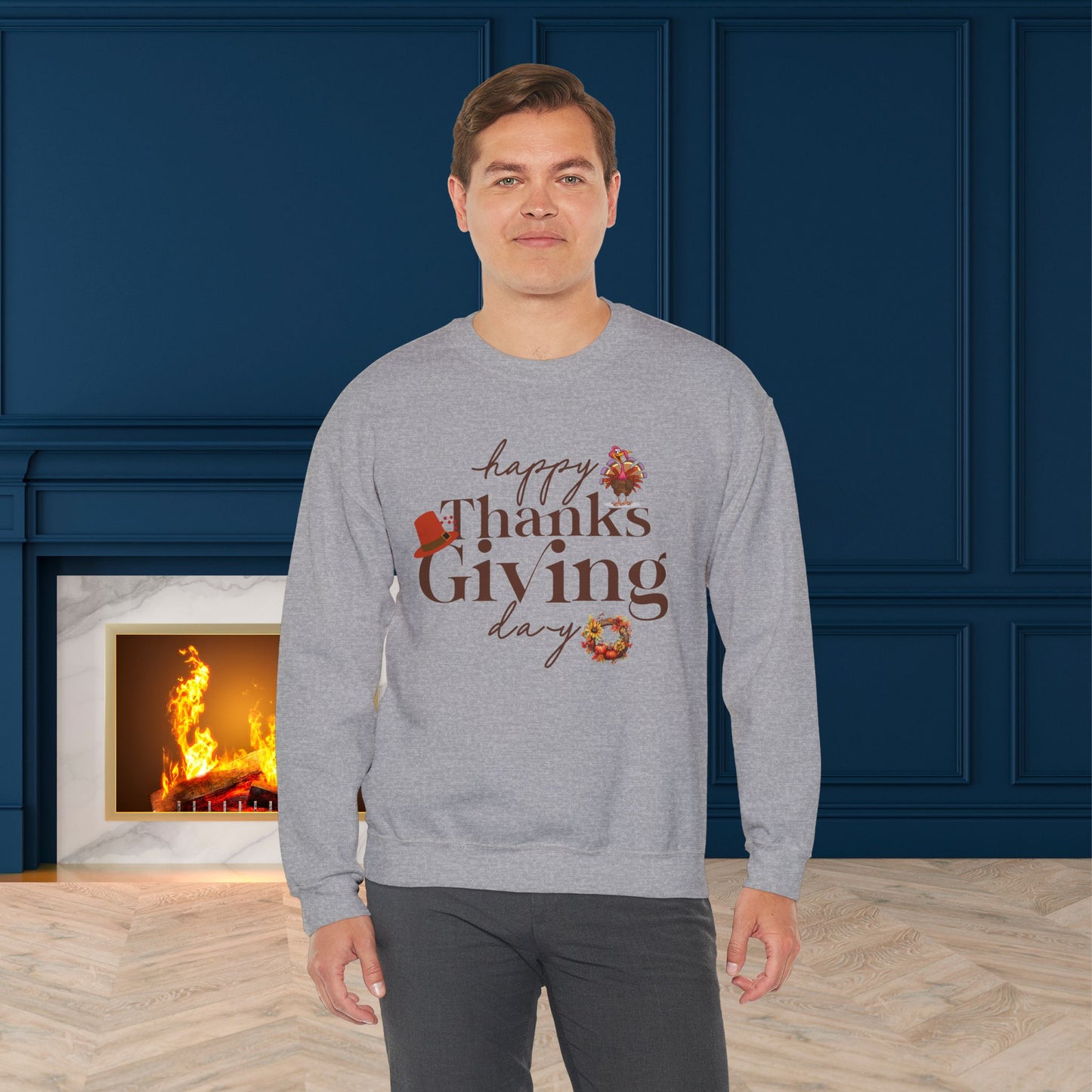 Thanksgiving Sweatshirt, HappyThanksgiving Sweatshirt - Unisex Heavy Blend, Happy Thanksgiving2024 Sweatshirt, Thanksgiving Gift, Festive Sweatshirt.