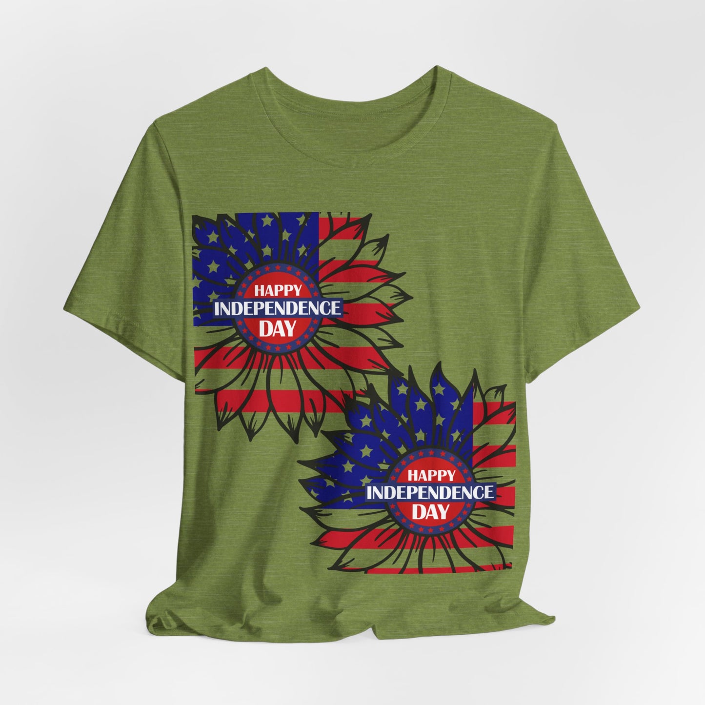 4th of July T-Shirt, Happy Independence Day Sunflower T-Shirt, Fourth of July unisex jersey short sleeve.