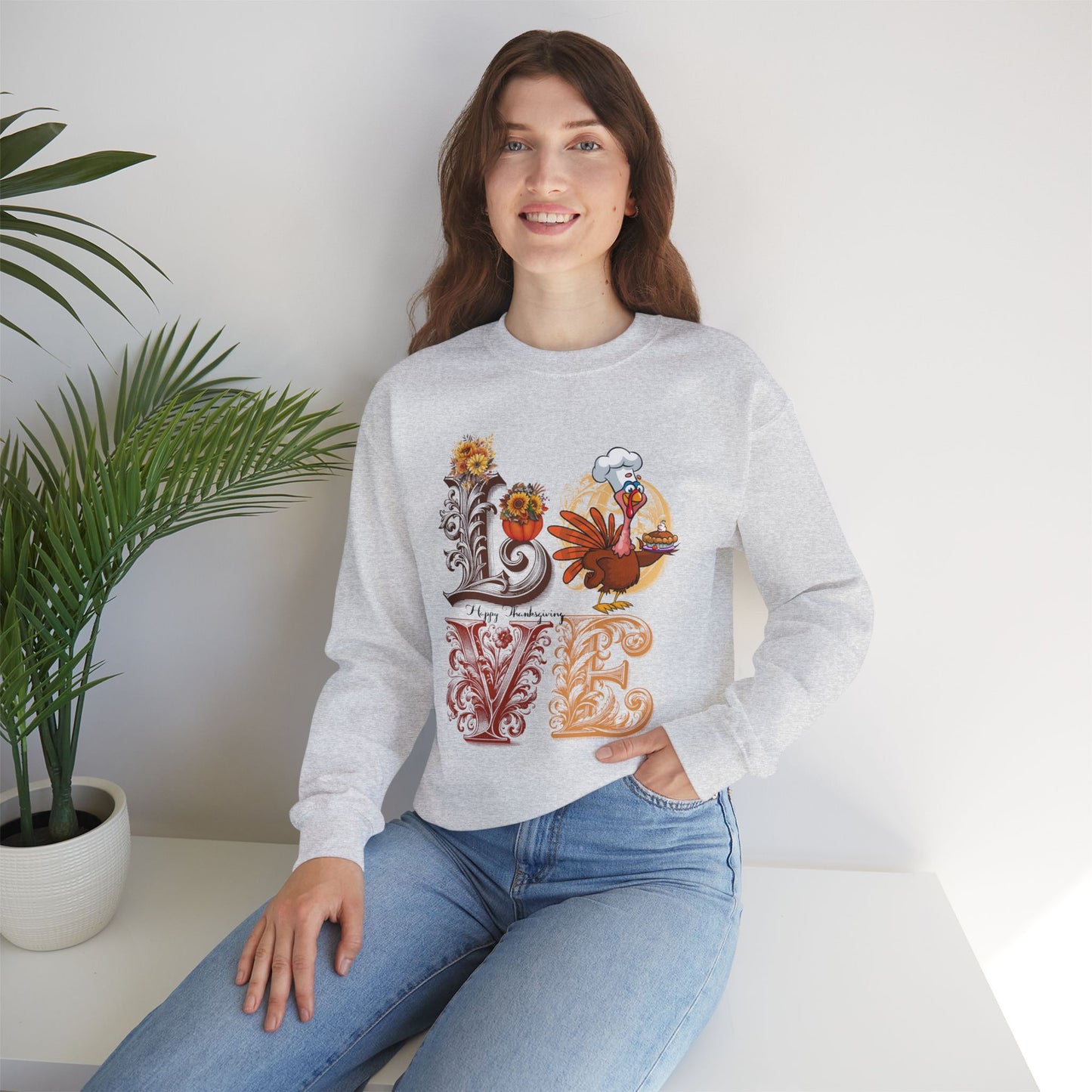 Love Thanksgiving Sweatshirt, HappyThanksgiving Sweatshirt - Unisex Heavy Blend, Happy Thanksgiving2024 Sweatshirt, Thanksgiving Gift, Festive Sweatshirt.