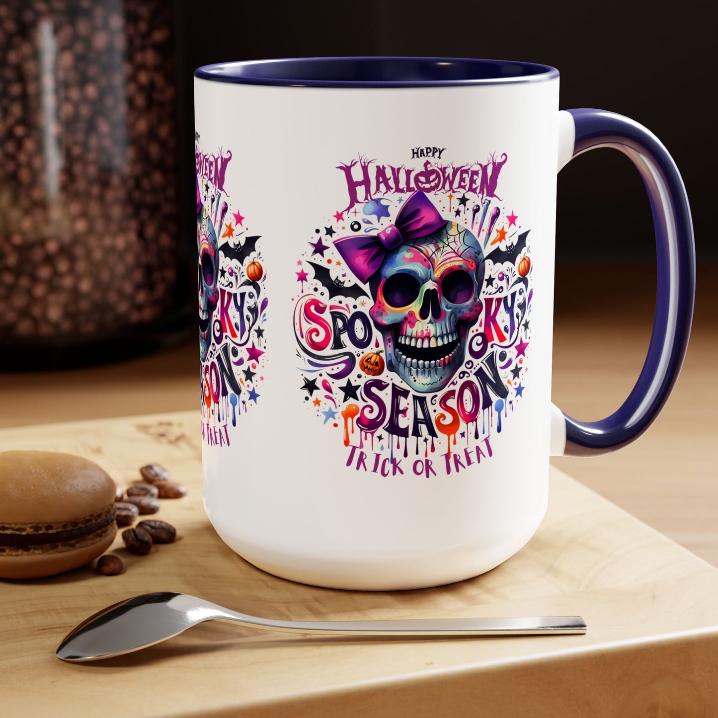 Spooky Season Halloween Coffee Mug, Halloween Coffee Mug, Trick or Treat Halloween Coffee Mug, Cute Skeleton Coffee Mug, Spooky Vibes Halloween Coffee Mug.