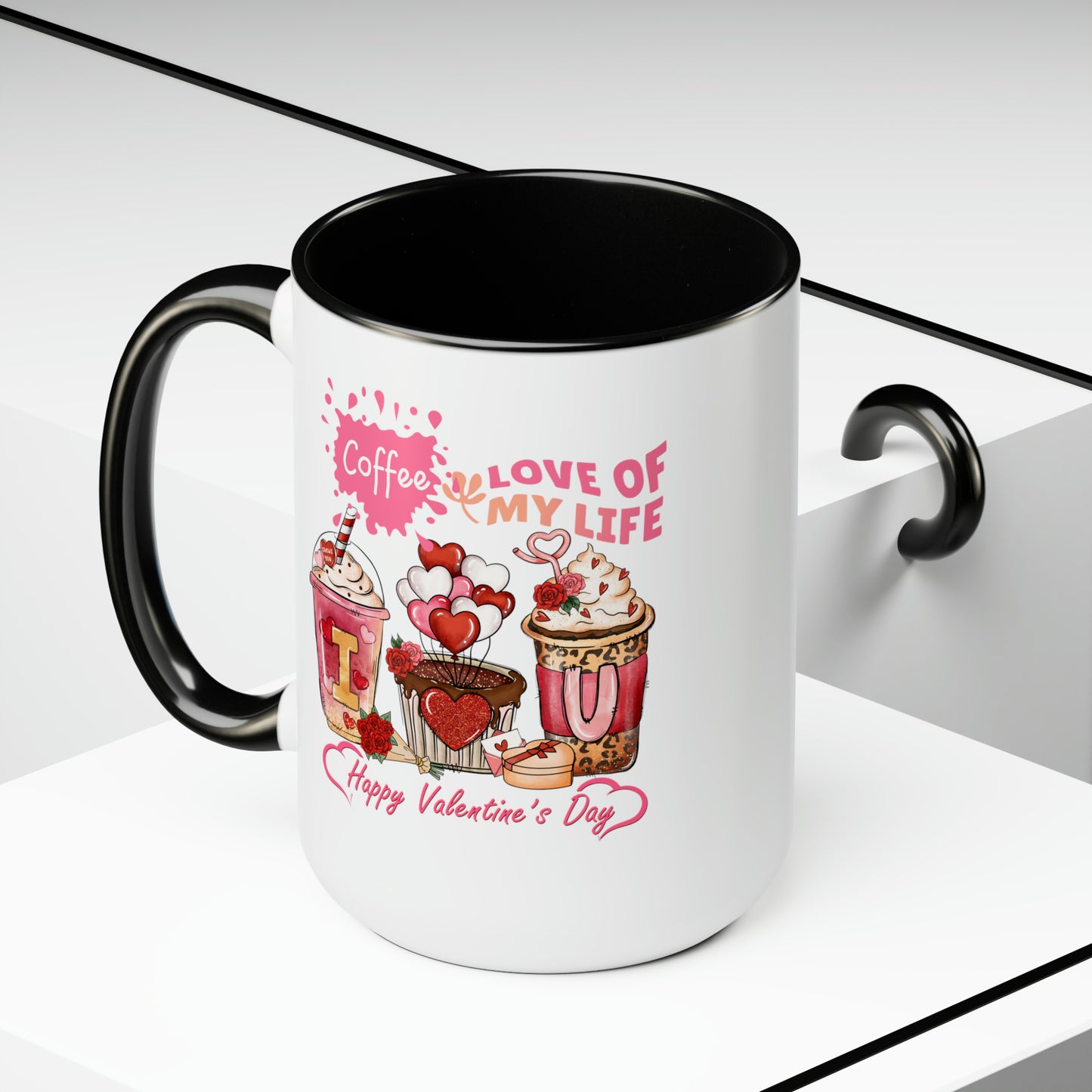 Happy valentines day Two-Tone Coffee Mugs, 15oz