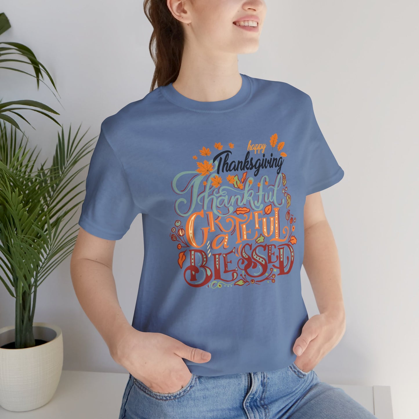 Thankful Grateful Blessed T-shirt, Happy Thanksgiving T-shirt, Happy thanksgiving 2024 T-shirt, Thanksgiving Gift,Turkey Shirt, Family Thanksgiving, Holiday Outfit.