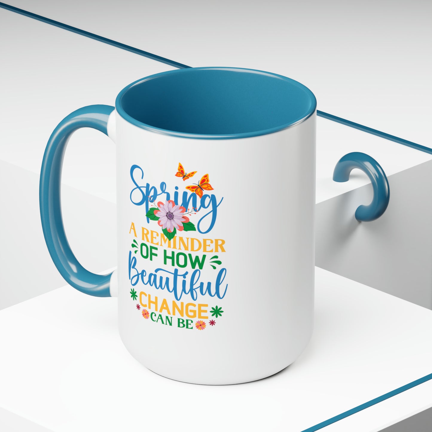 Spring Time Two-Tone Coffee Mugs, 15oz