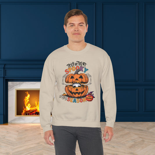 Spooky Scary Season Sweatshirt, Happy Halloween Sweatshirt - Unisex Heavy Blend Crewneck, Halloween Sweatshirt, Cute Spooky Ghost sweatshirt.