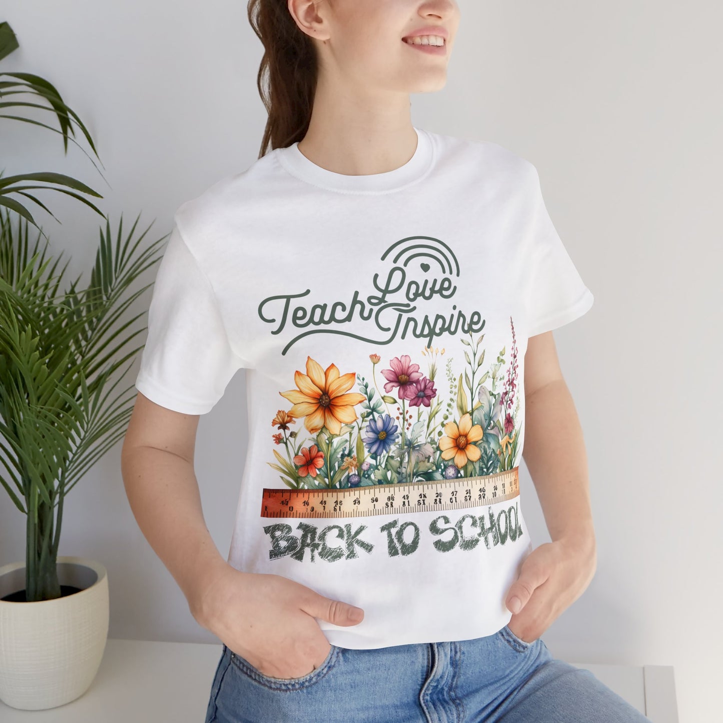 Love Teach Inspire T-Shirt, Back To School T-Shirt, Teacher Back To school unisex jersey short sleeve.First Day Vibes T-Shirt.