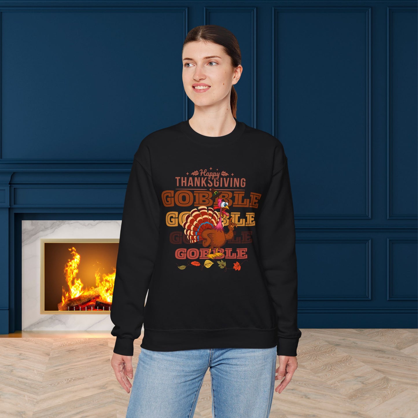 Gobble Sweatshirt, HappyThanksgiving Sweatshirt - Unisex Heavy Blend, Happy Thanksgiving2024 Sweatshirt, Thanksgiving Gift, Festive Sweatshirt.