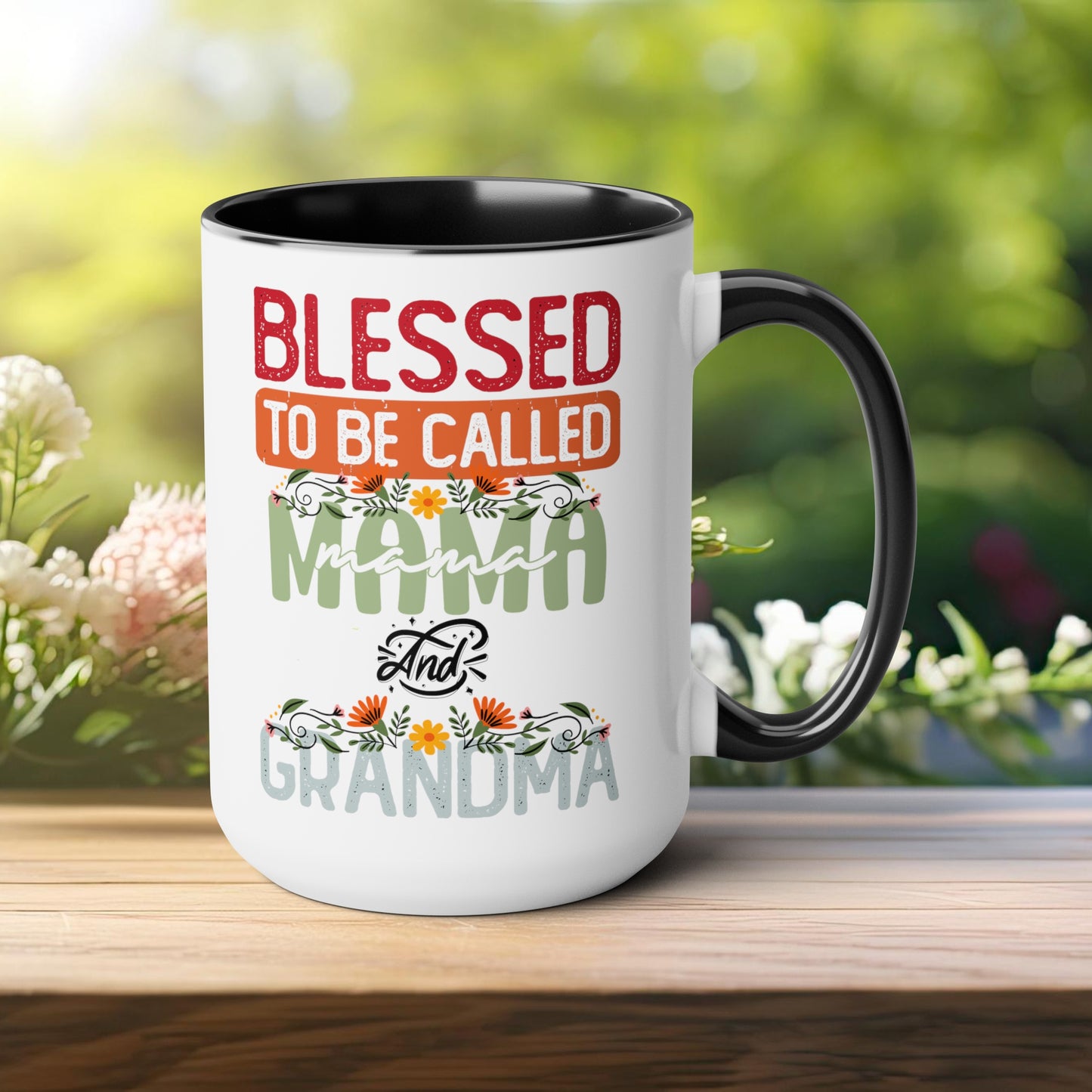 Happy Mother's dayTow-Tone Coffee Mug.15oz, Gift for mom & grandma, Mama's Coffee Mug