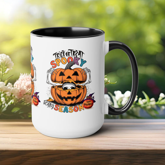 Spooky Scary Halloween Coffee Mug,  Let's Go Halloween Coffee Mug, Trick or Treat Halloween Coffee Mug, Cute Skeleton Coffee Mug, Spooky Season Halloween Coffee Mug.