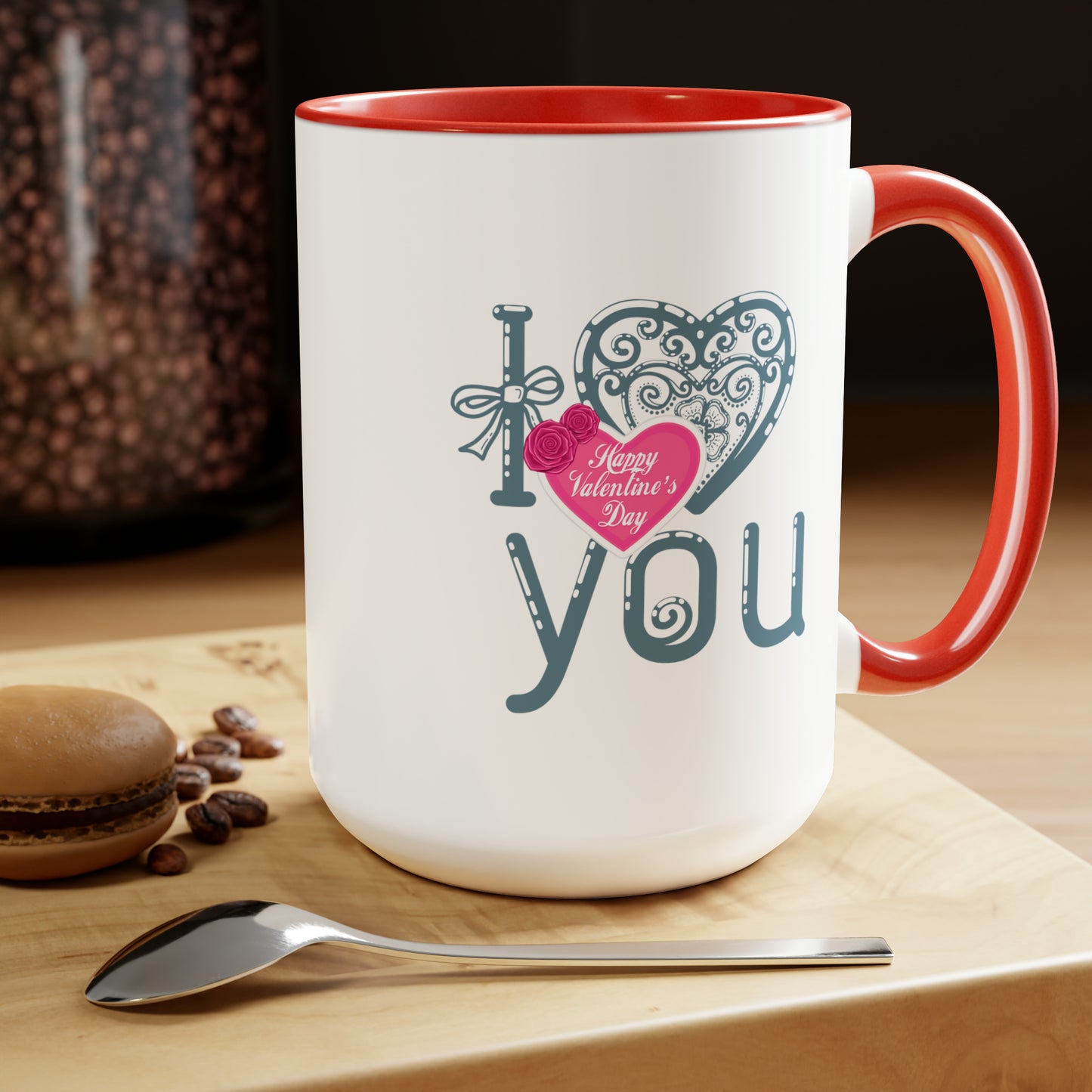 Happy valentines day Two-Tone Coffee Mugs, 15oz