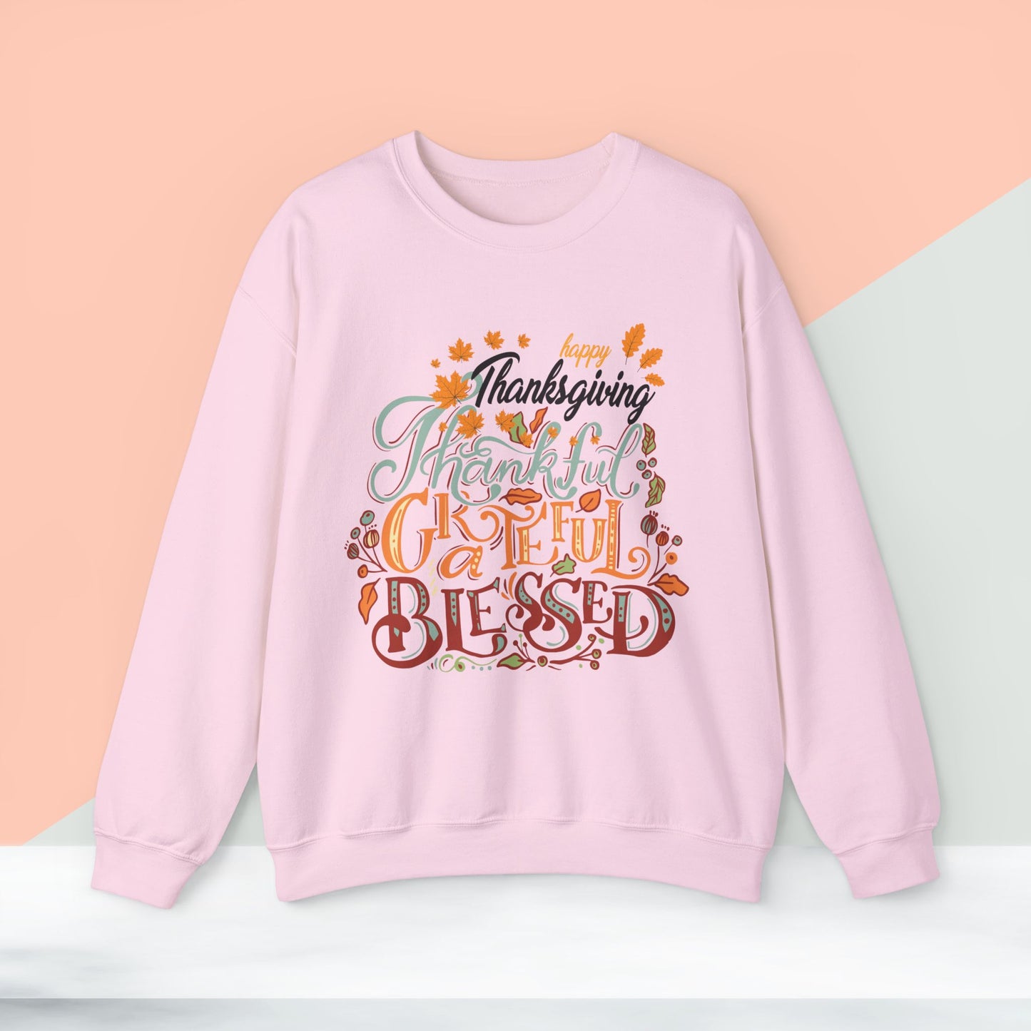 Thankful Grateful Blessed Sweatshirt, HappyThanksgiving Sweatshirt - Unisex Heavy Blend, Happy Thanksgiving2024 Sweatshirt, Thanksgiving Gift, Festive Sweatshirt.