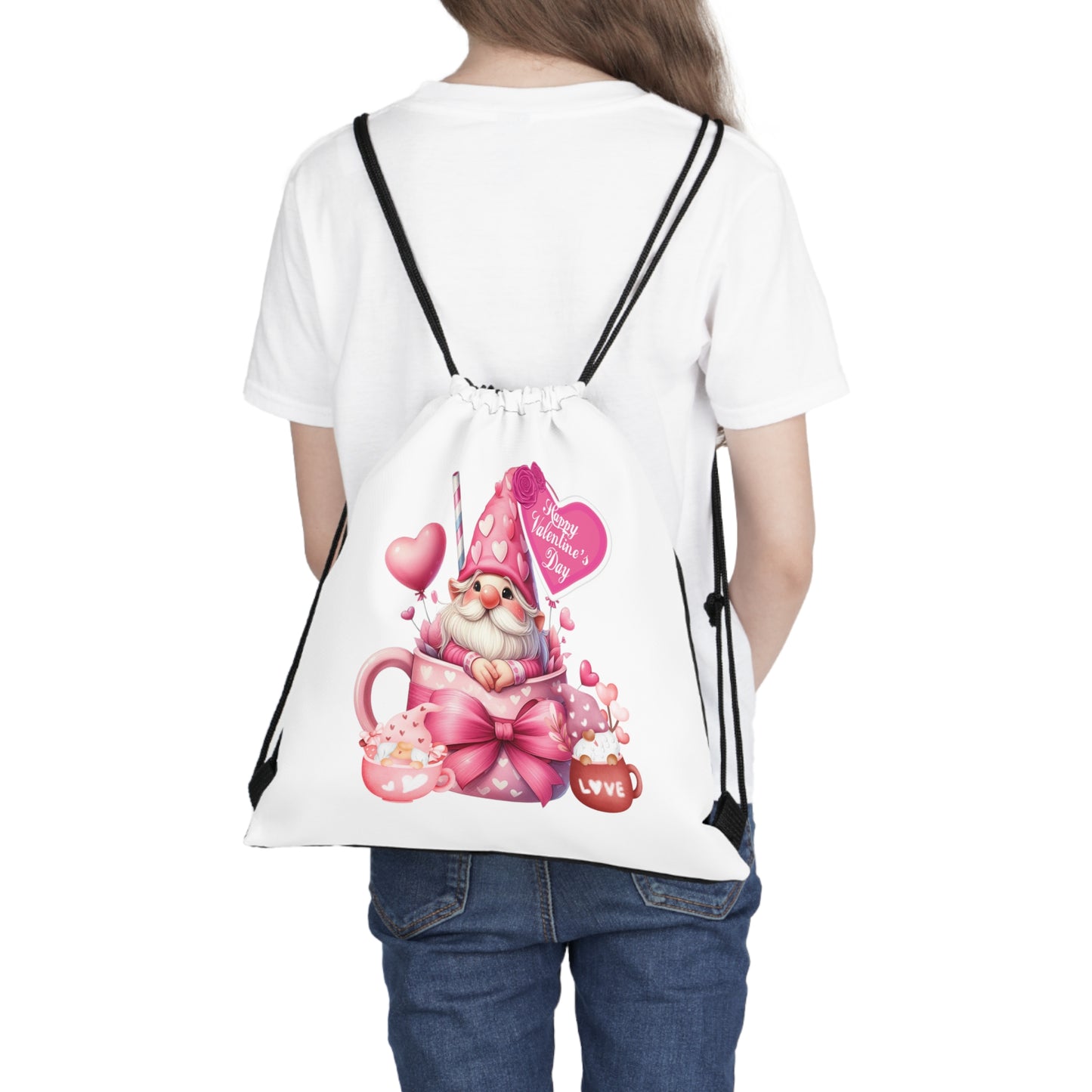 Happy Valentines Day Drawstring Bag