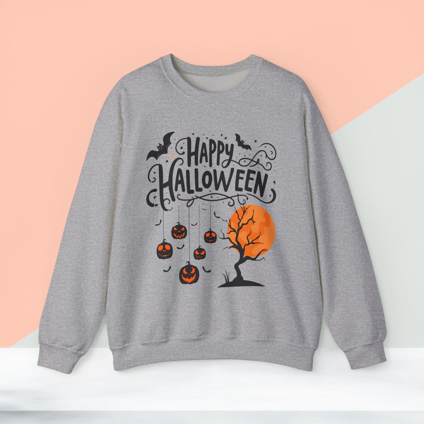 Happy halloween Sweatshirt - Unisex Heavy Blend Crewneck, halloween sweatshirt, cute spooky cat sweatshirt.