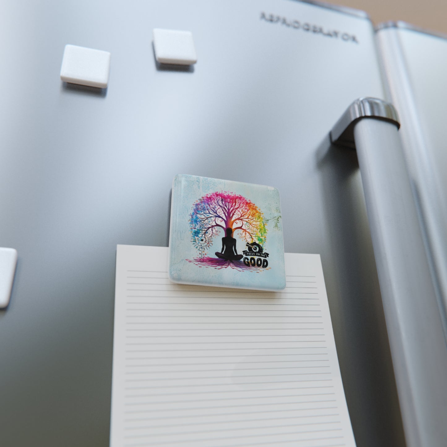 Focus On The Good Porcelain Magnet, Square, Cute Porcelain Magnet, Mindful Gift, Yoga lovers Porcelain Magnet, Yoga Instructor Gift, Gift For Yoga lovers, Gift For Yogi.