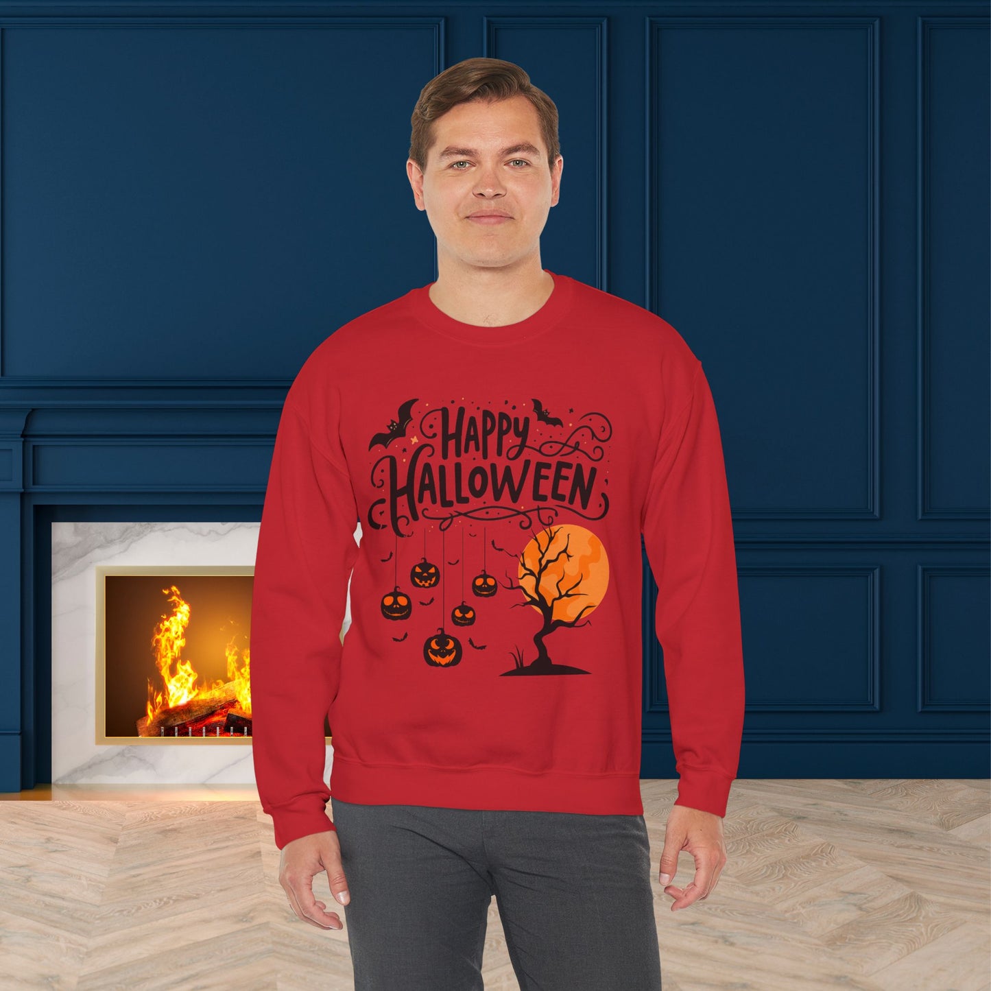 Happy halloween Sweatshirt - Unisex Heavy Blend Crewneck, halloween sweatshirt, cute spooky cat sweatshirt.