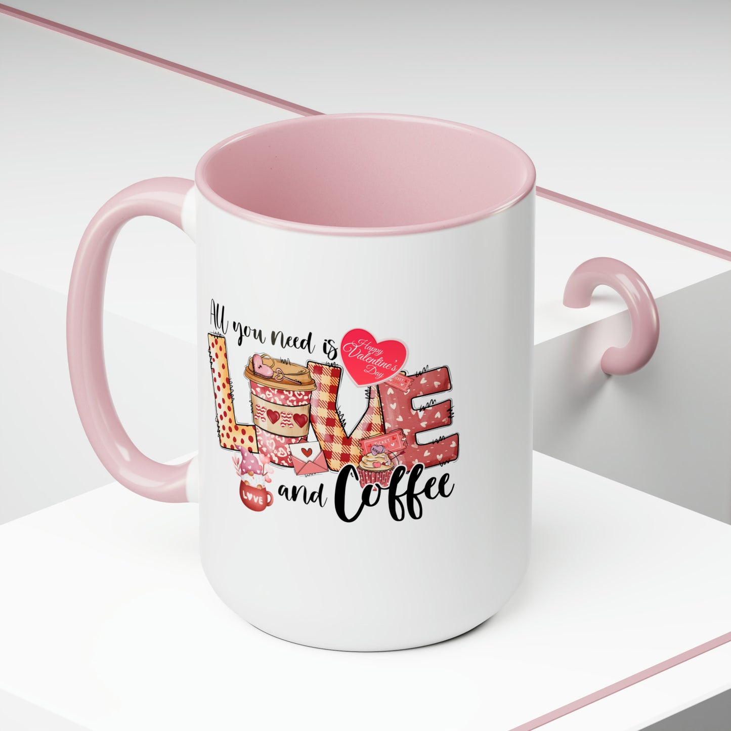 Happy valentines day Two-Tone Coffee Mugs, 15oz