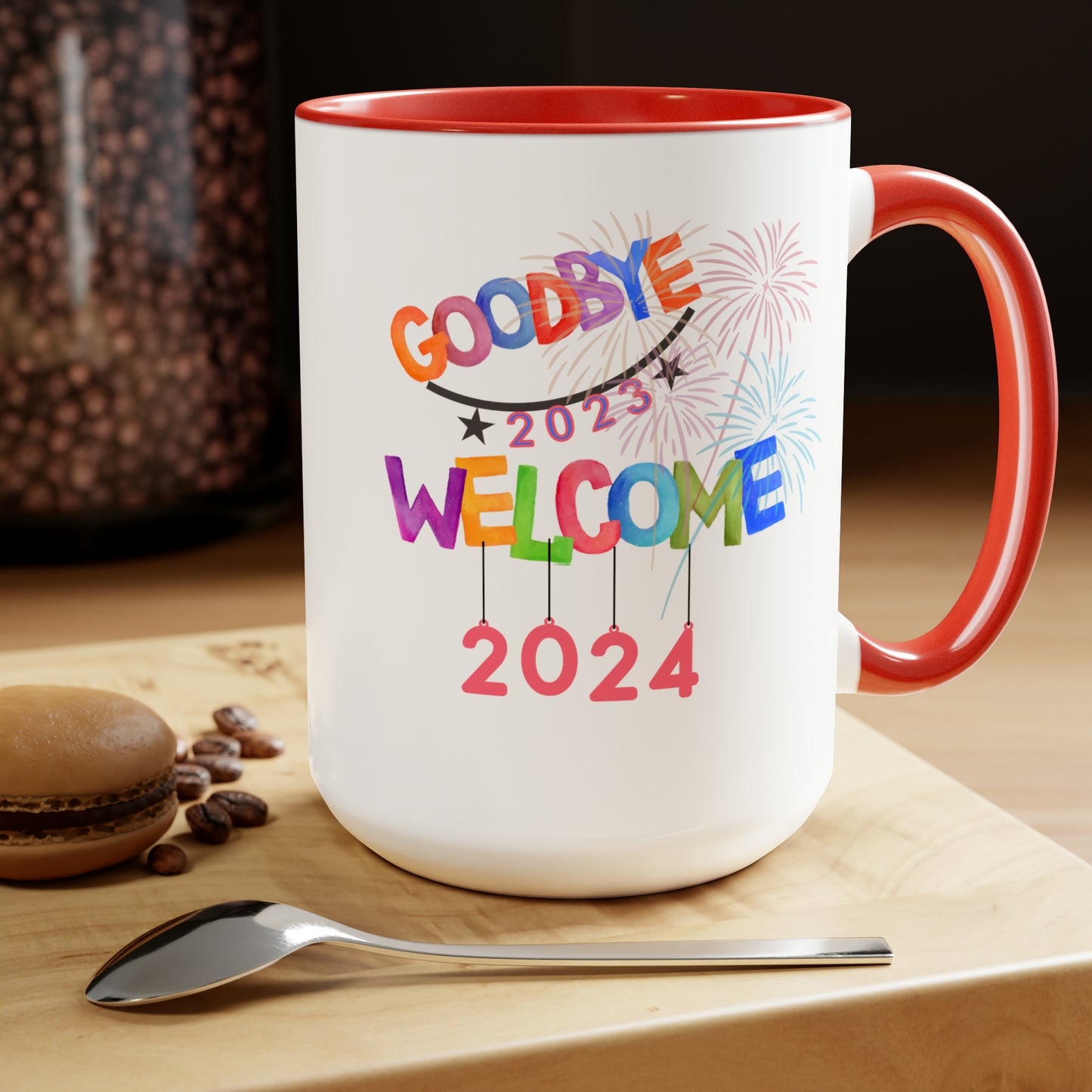 Happy New Year Two-Tone Coffee Mugs, 15oz