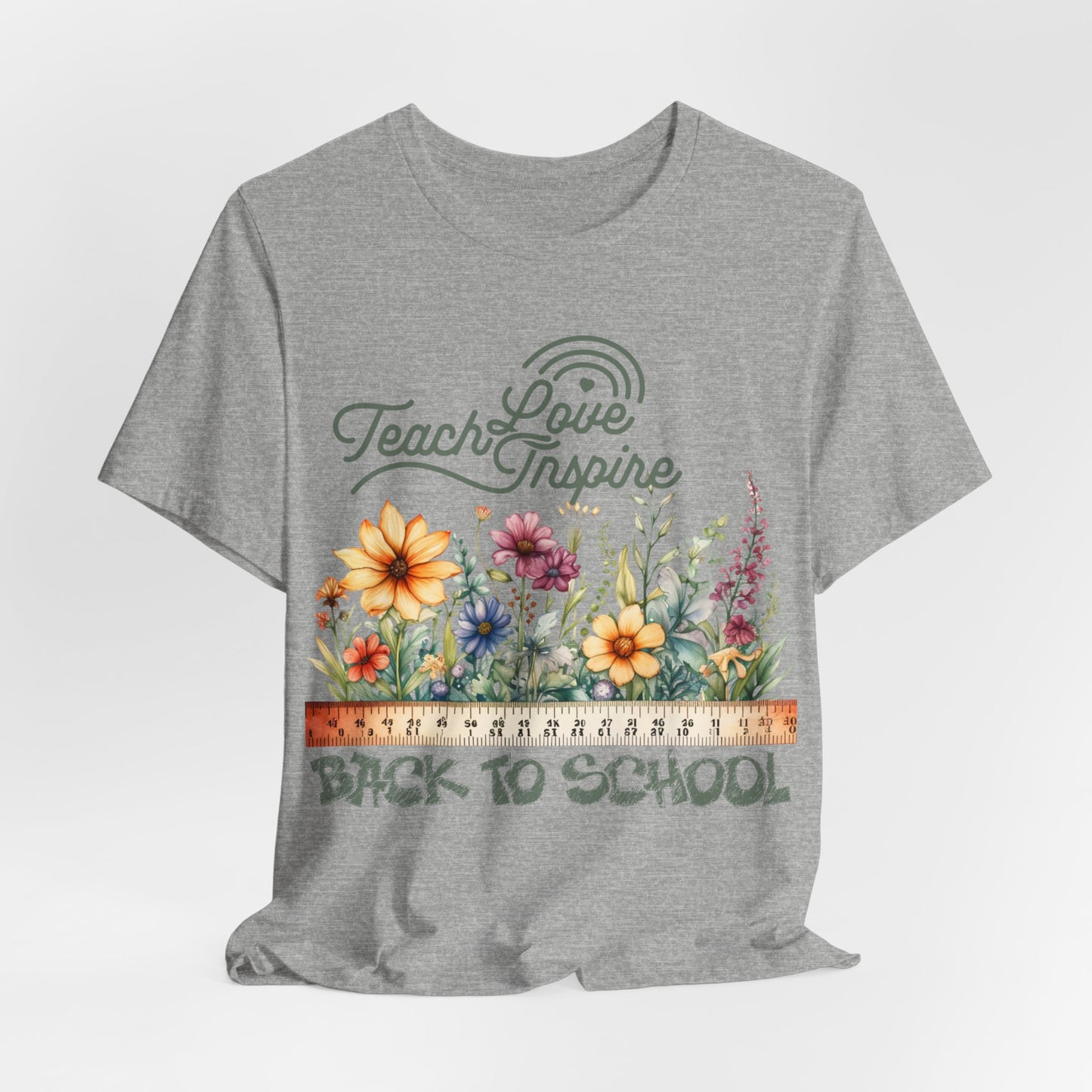 Love Teach Inspire T-Shirt, Back To School T-Shirt, Teacher Back To school unisex jersey short sleeve.First Day Vibes T-Shirt.