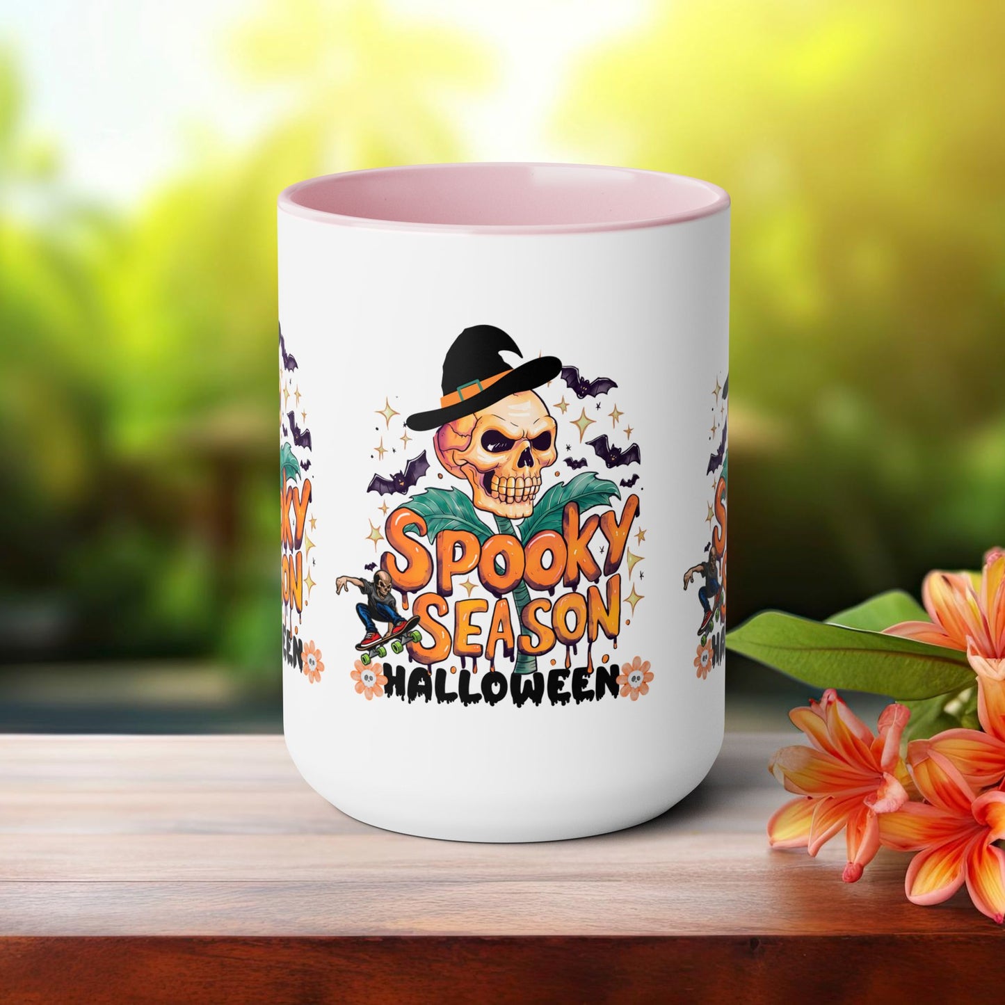 Spooky Season Halloween Coffee Mug, Halloween Coffee Mug, Trick or Treat Halloween Coffee Mug, Cute Skeleton Coffee Mug, Spooky Vibes Halloween Coffee Mug.