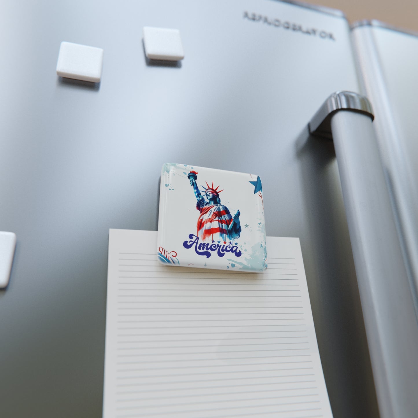 Happy 4th of July Porcelain Magnet, Square, Sunflower Magnet, America, Flag, Peace Love America. Proud To Be An American, Red White Blue Magnet, God Bless America Magnet.