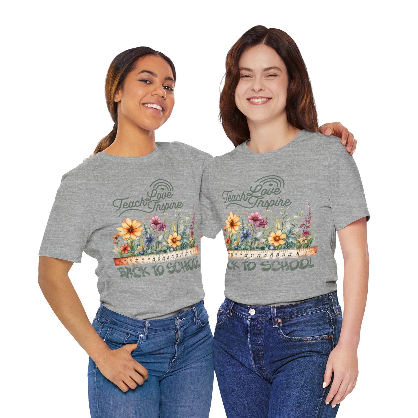 Love Teach Inspire T-Shirt, Back To School T-Shirt, Teacher Back To school unisex jersey short sleeve.First Day Vibes T-Shirt.