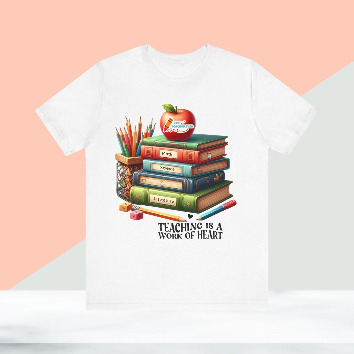 Teaching Is A Work Of Heart T-shirt, Hello Teacher T-Shirt, Back To School T-Shirt, Teach Love Inspire Teacher Shirt, Teacher Back To school unisex jersey short sleeve.First Day Vibes T-Shirt.