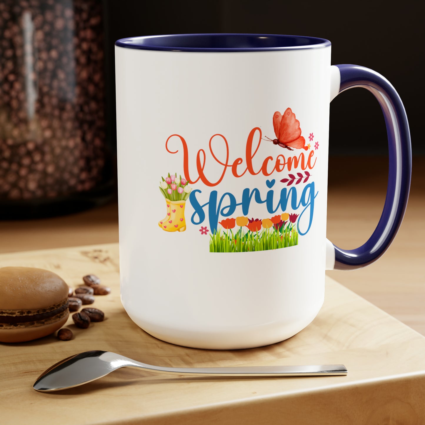 Welcome Spring two-Tone Coffee Mugs, 15oz