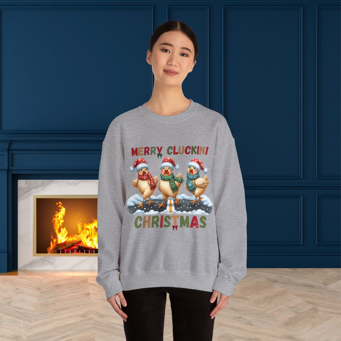 Merry Clucking! Christmas Sweatshirt - Unisex Heavy Blend, Merry Christmas, Festive, Christmas Gift, Crewneck, merry Christmas Sweatshirt, Christmas Sweatshirt  Christmas Gift, Festive Sweatshirt.