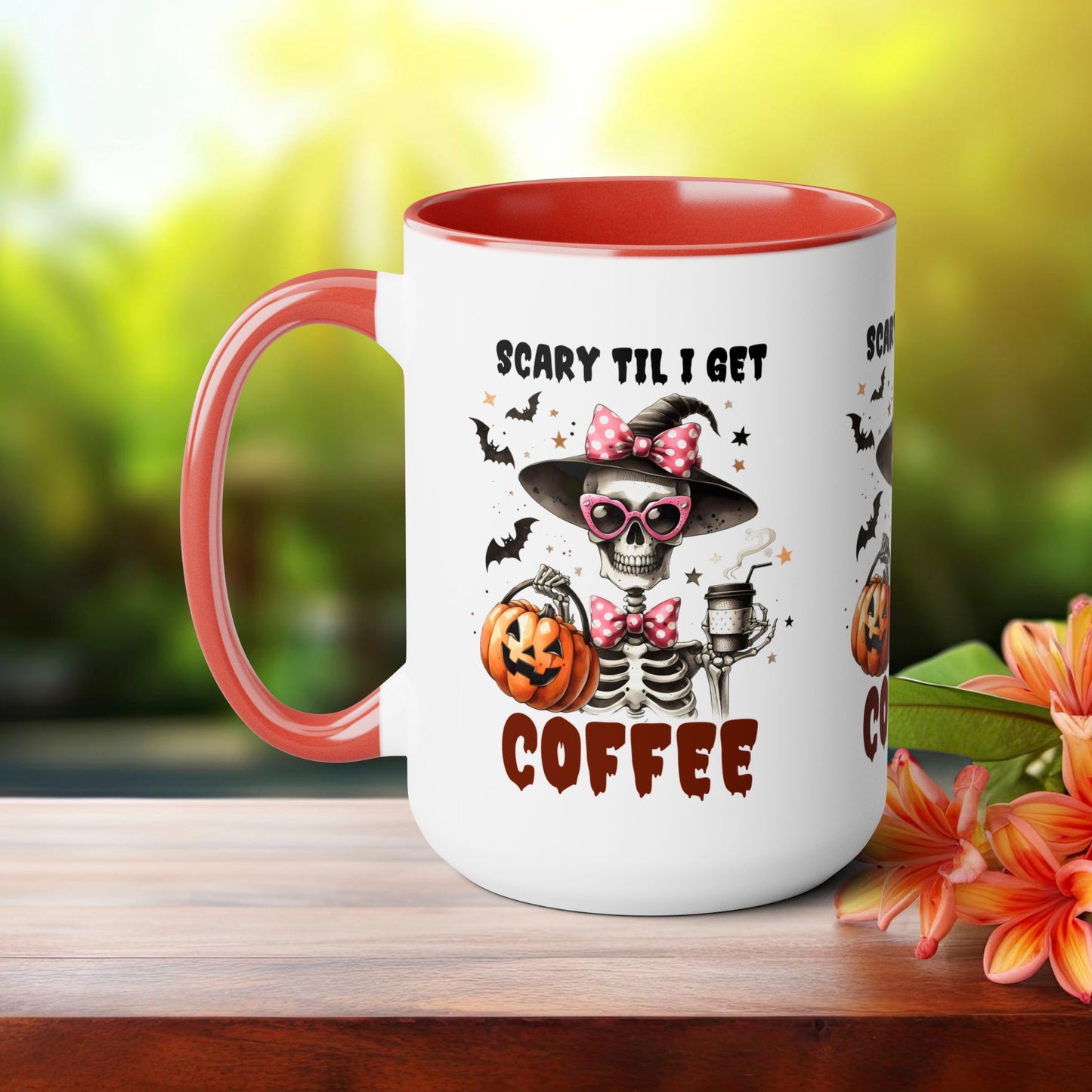 Scary Til I Get Coffee Halloween Coffee Mug,  Let's Go Halloween Coffee Mug, Trick or Treat Halloween Coffee Mug, Cute Skeleton Coffee Mug, Spooky Season Halloween Coffee Mug.