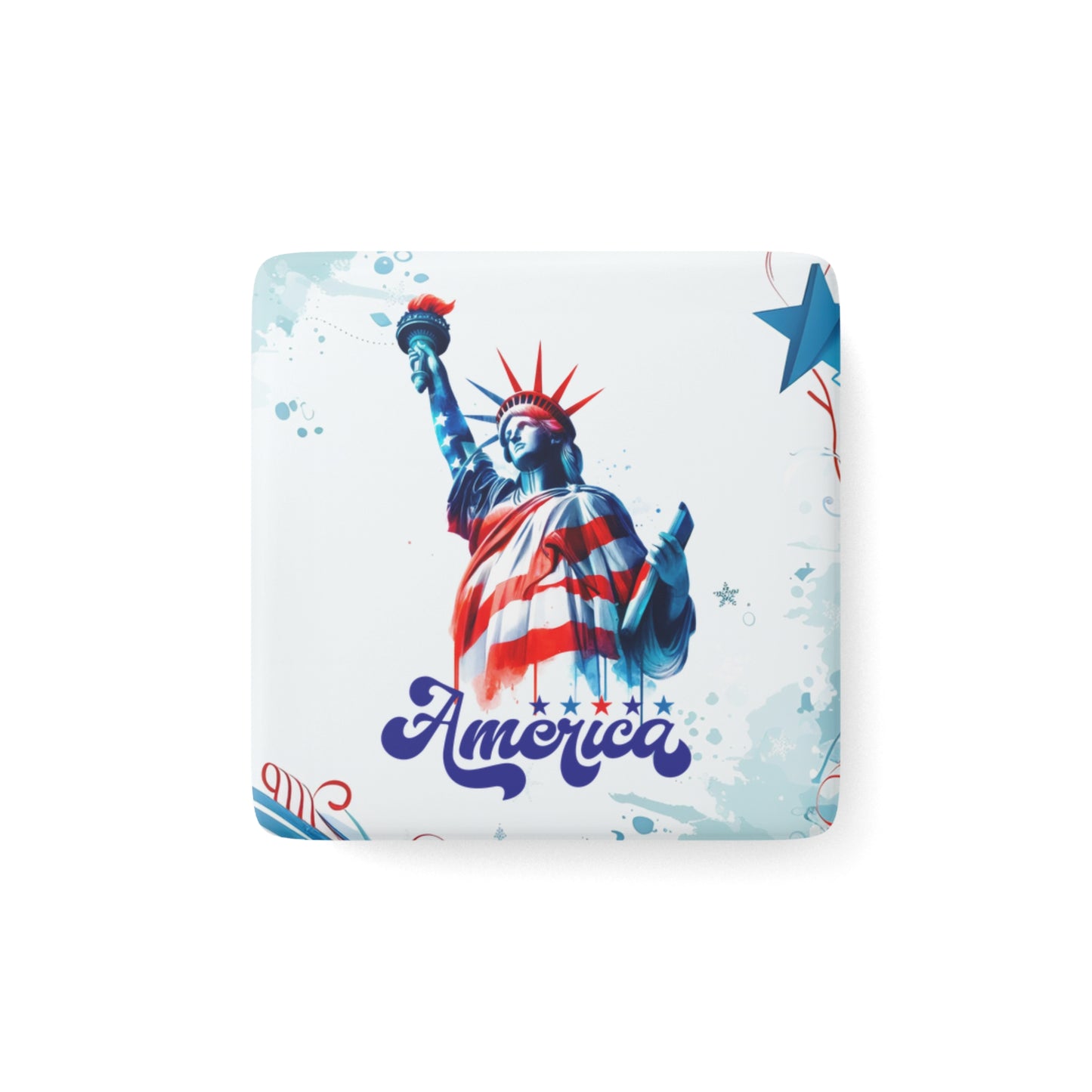 Happy 4th of July Porcelain Magnet, Square, Sunflower Magnet, America, Flag, Peace Love America. Proud To Be An American, Red White Blue Magnet, God Bless America Magnet.