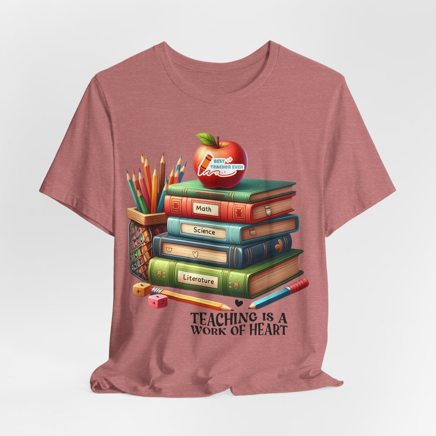 Teaching Is A Work Of Heart T-shirt, Hello Teacher T-Shirt, Back To School T-Shirt, Teach Love Inspire Teacher Shirt, Teacher Back To school unisex jersey short sleeve.First Day Vibes T-Shirt.