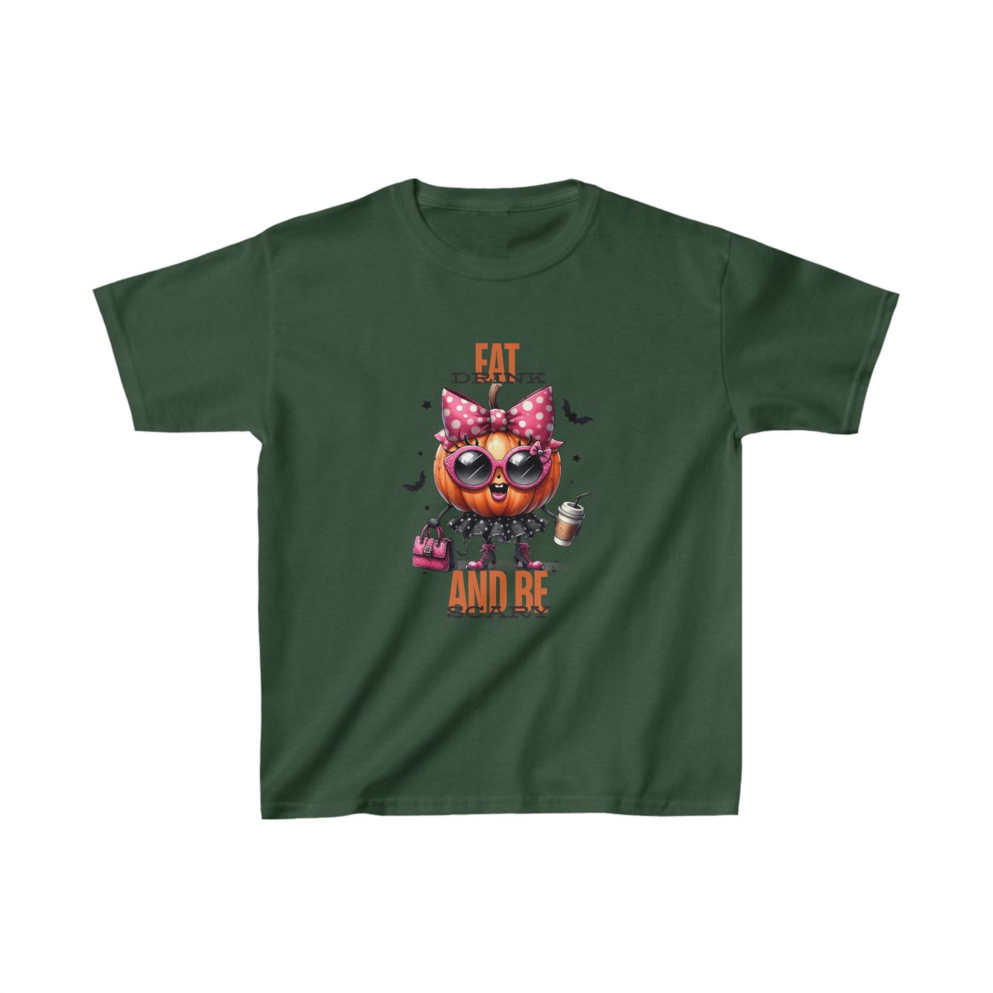 Eat Drink And Be Scary Halloween Kids Shirt, Spooky Halloween Kids Heavy Cotton™ Tee, Spooky Season Kids Shirt, Spooky Vibes Shirt, Trick Or Treat Cotton T-Shirt.