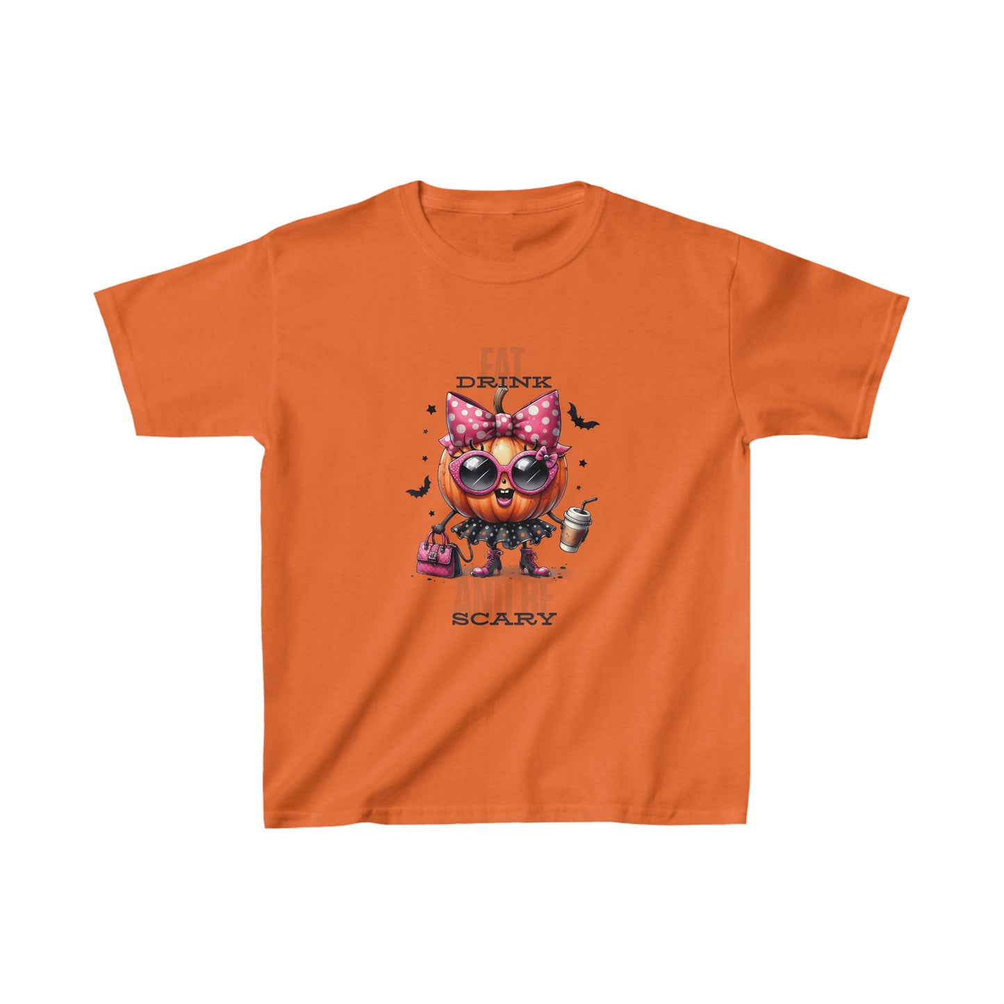 Eat Drink And Be Scary Halloween Kids Shirt, Spooky Halloween Kids Heavy Cotton™ Tee, Spooky Season Kids Shirt, Spooky Vibes Shirt, Trick Or Treat Cotton T-Shirt.