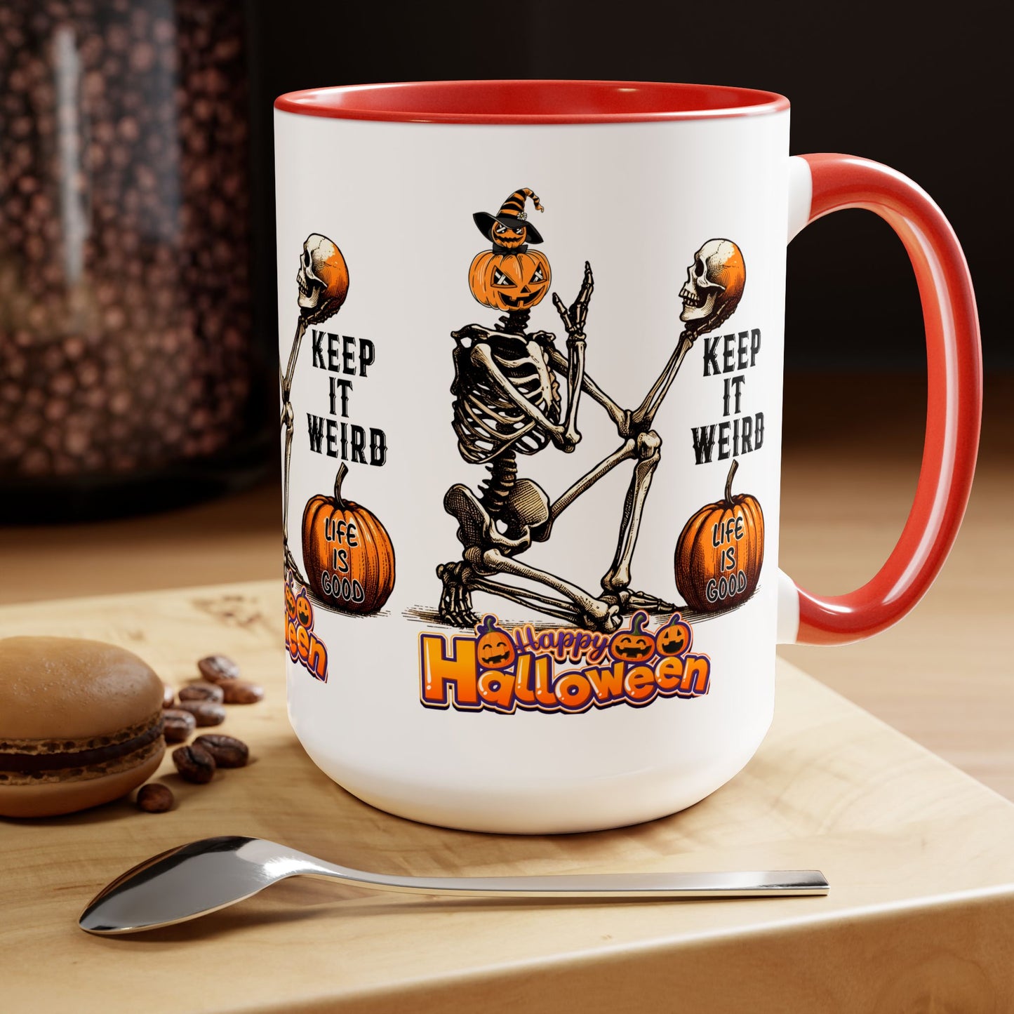 Keep It Weird Halloween Coffee Mug, Beware Halloween Coffee Mug, Trick or Treat Halloween Coffee Mug, Cute Skeleton Coffee Mug, Spooky Season Halloween Coffee Mug.