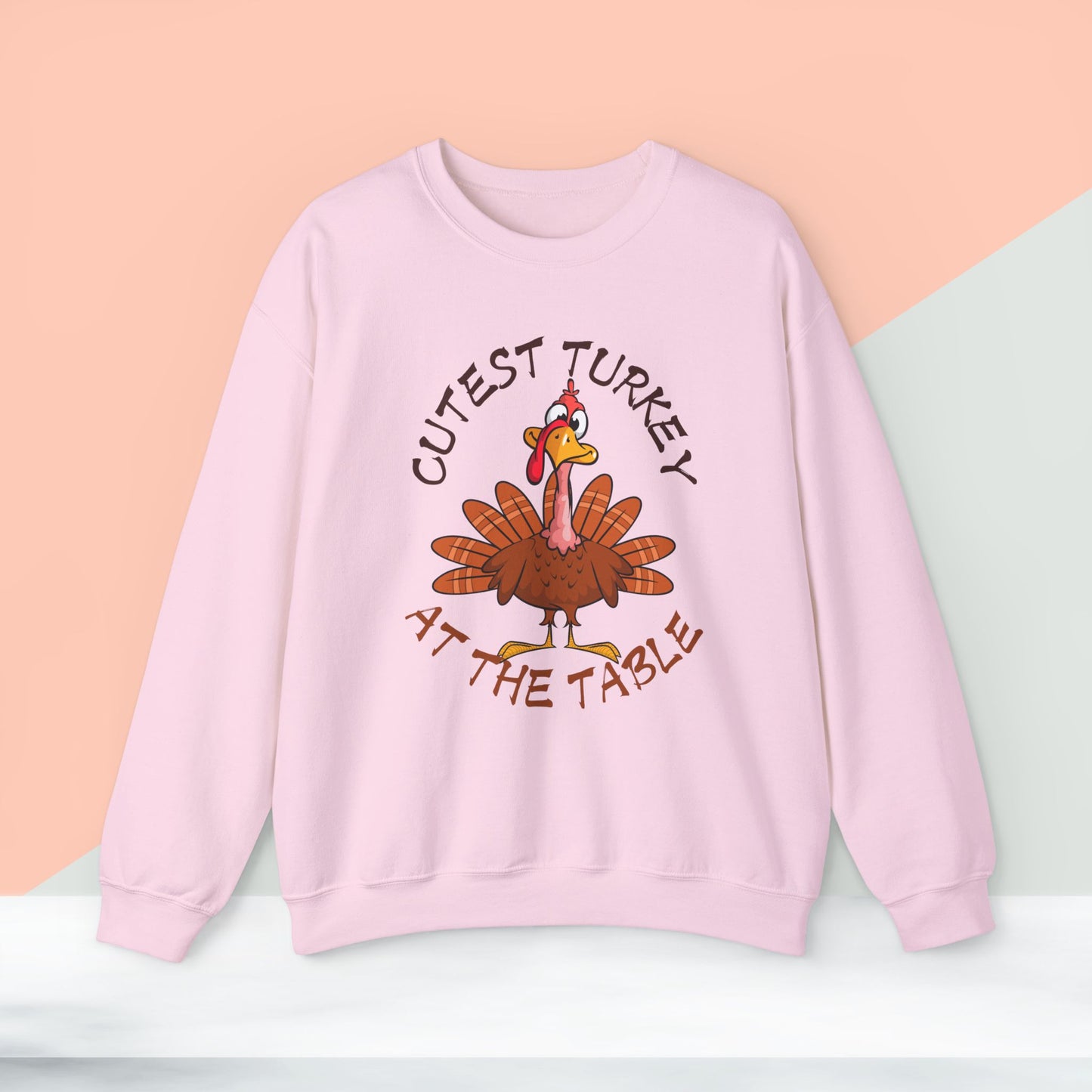 Cutest Turkey at The table Sweatshirt, HappyThanksgiving Sweatshirt - Unisex Heavy Blend, Happy Thanksgiving2024 Sweatshirt, Thanksgiving Gift, Festive Sweatshirt.