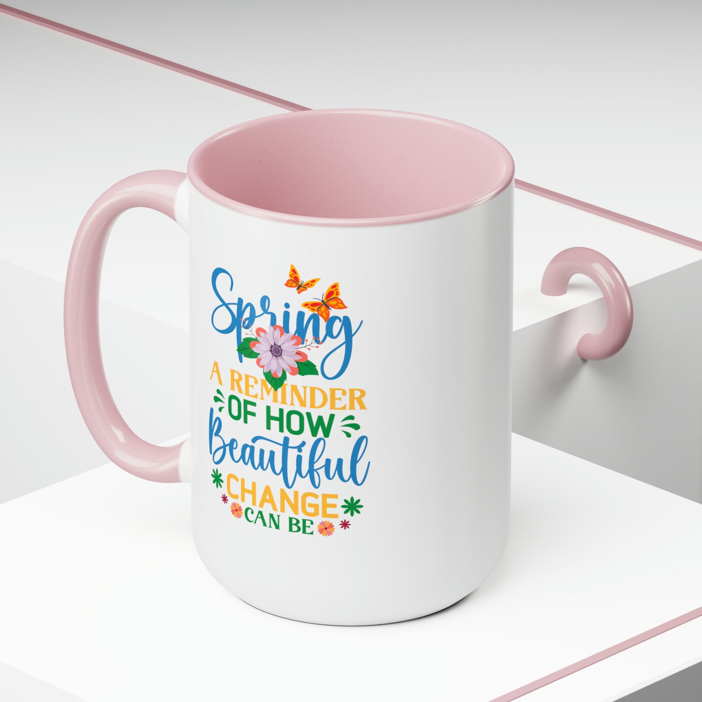 Spring Time Two-Tone Coffee Mugs, 15oz