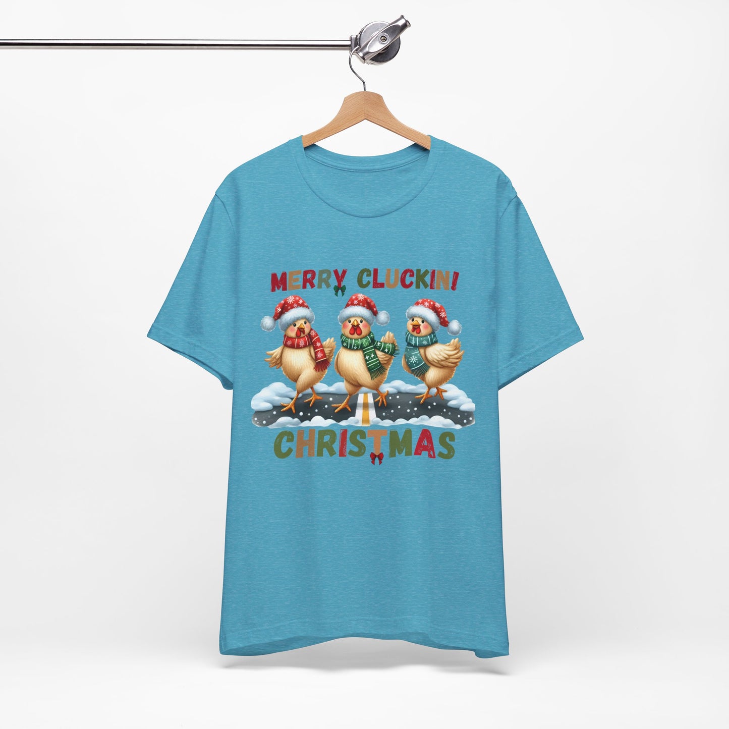 Merry Clucking! Christmas Unisex Tee, Christmas Shirt, Christmas Outfit, Merry Christmas T-shirt, Merry Christmas 2024 T-shirt, Christmas Gift, Family Holiday Outfit.